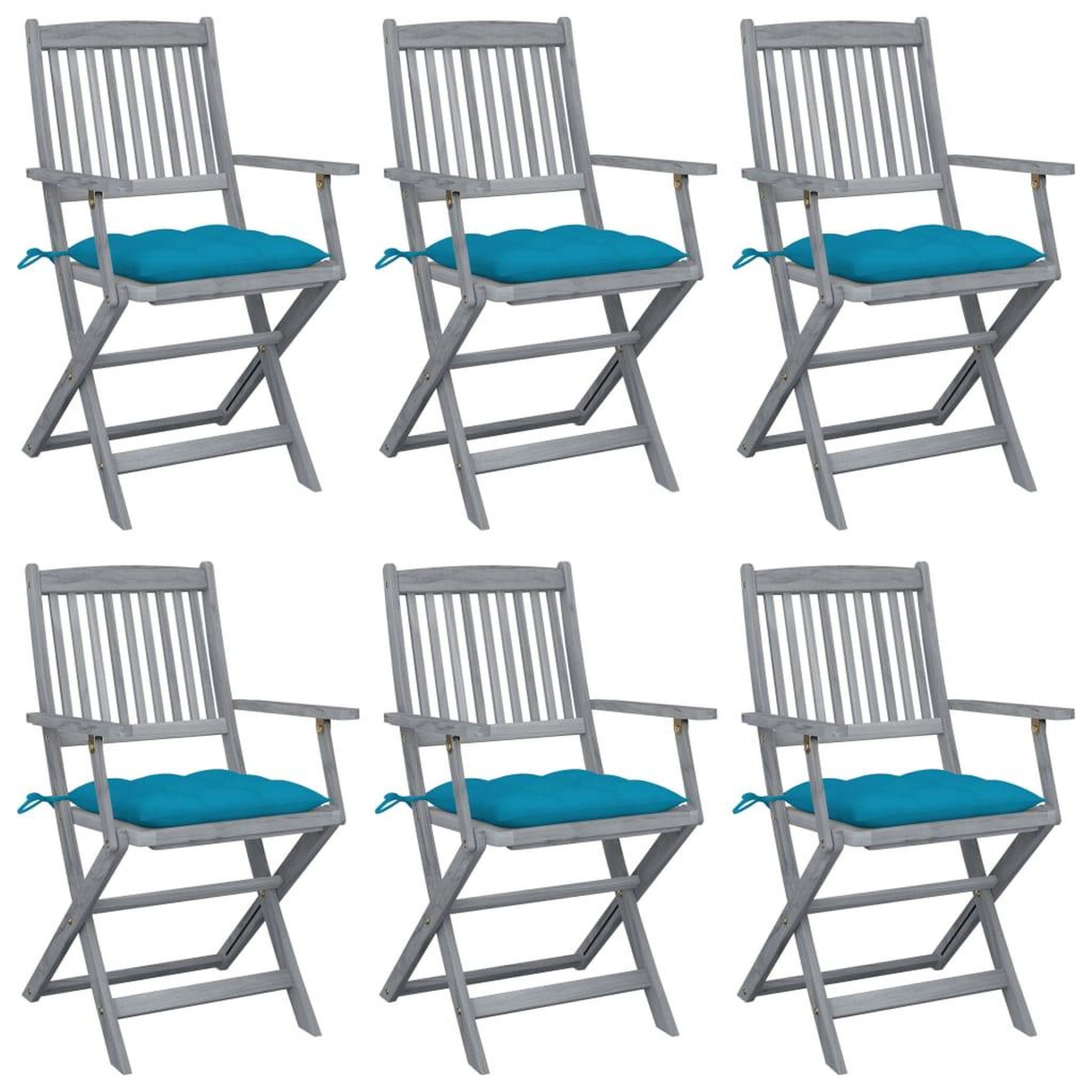 VIDAXL Chaises pliables d'exterieur lot de 6 et coussins Bois d'acacia