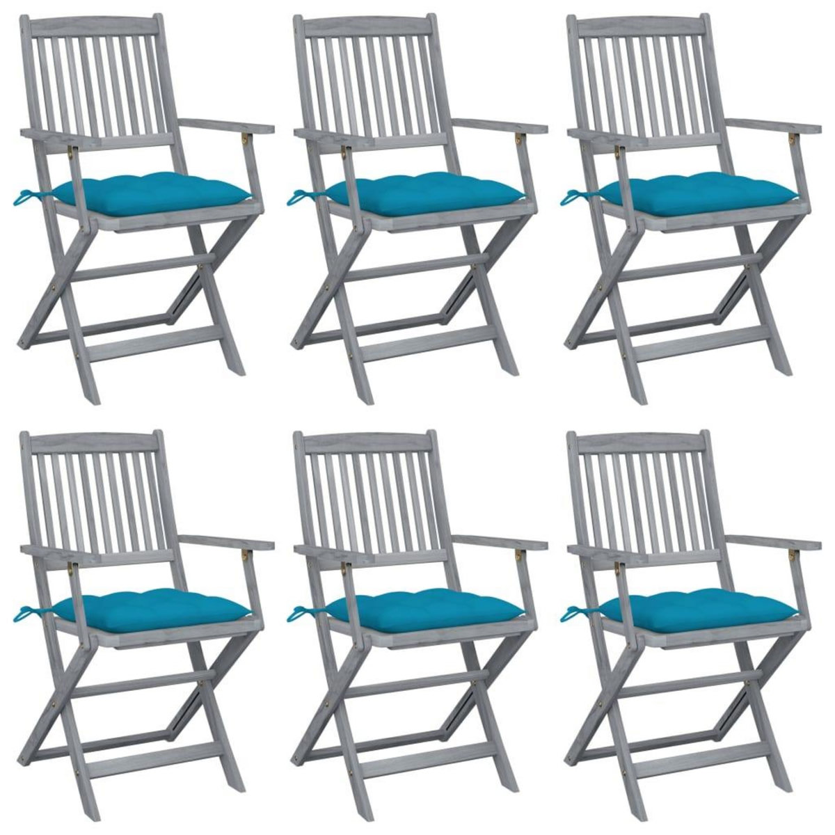 VIDAXL Chaises pliables d'exterieur lot de 6 et coussins Bois d'acacia