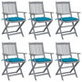 Voir la diapositive 1 : VIDAXL Chaises pliables d'exterieur lot de 6 et coussins Bois d'acacia