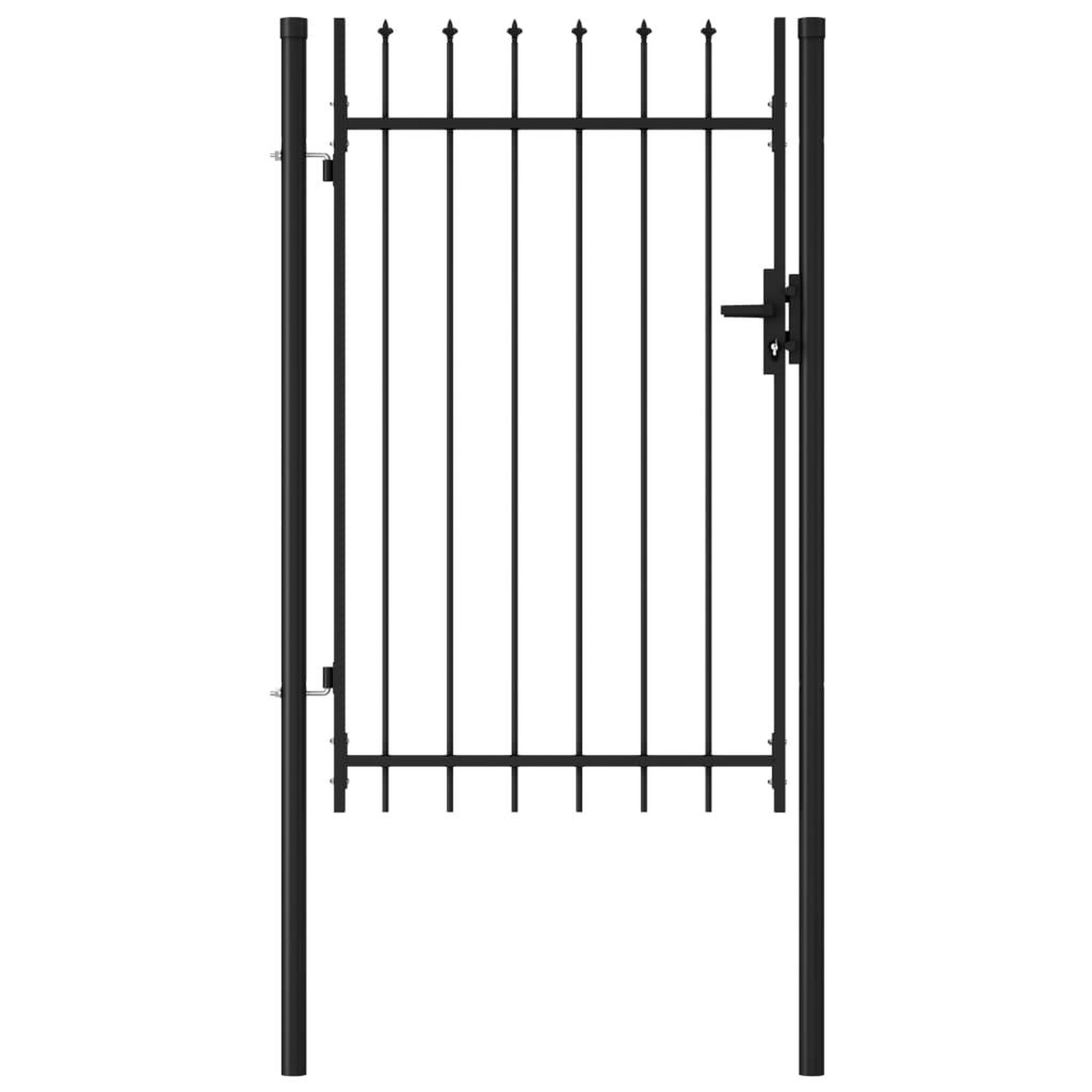 Voir la diapositive 1 : VIDAXL Portillon simple porte avec dessus a pointe Acier 1x1,5 m Noir