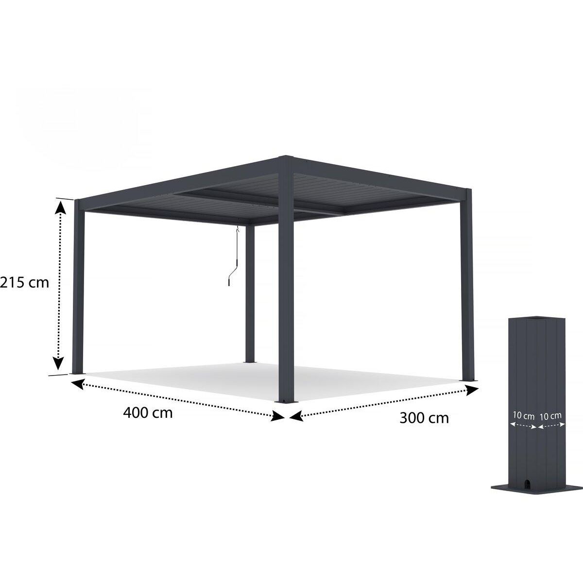 Habitat et Jardin Pergola bioclimatique avec led  Windsor premium  en aluminium 3 x 4 - Gris