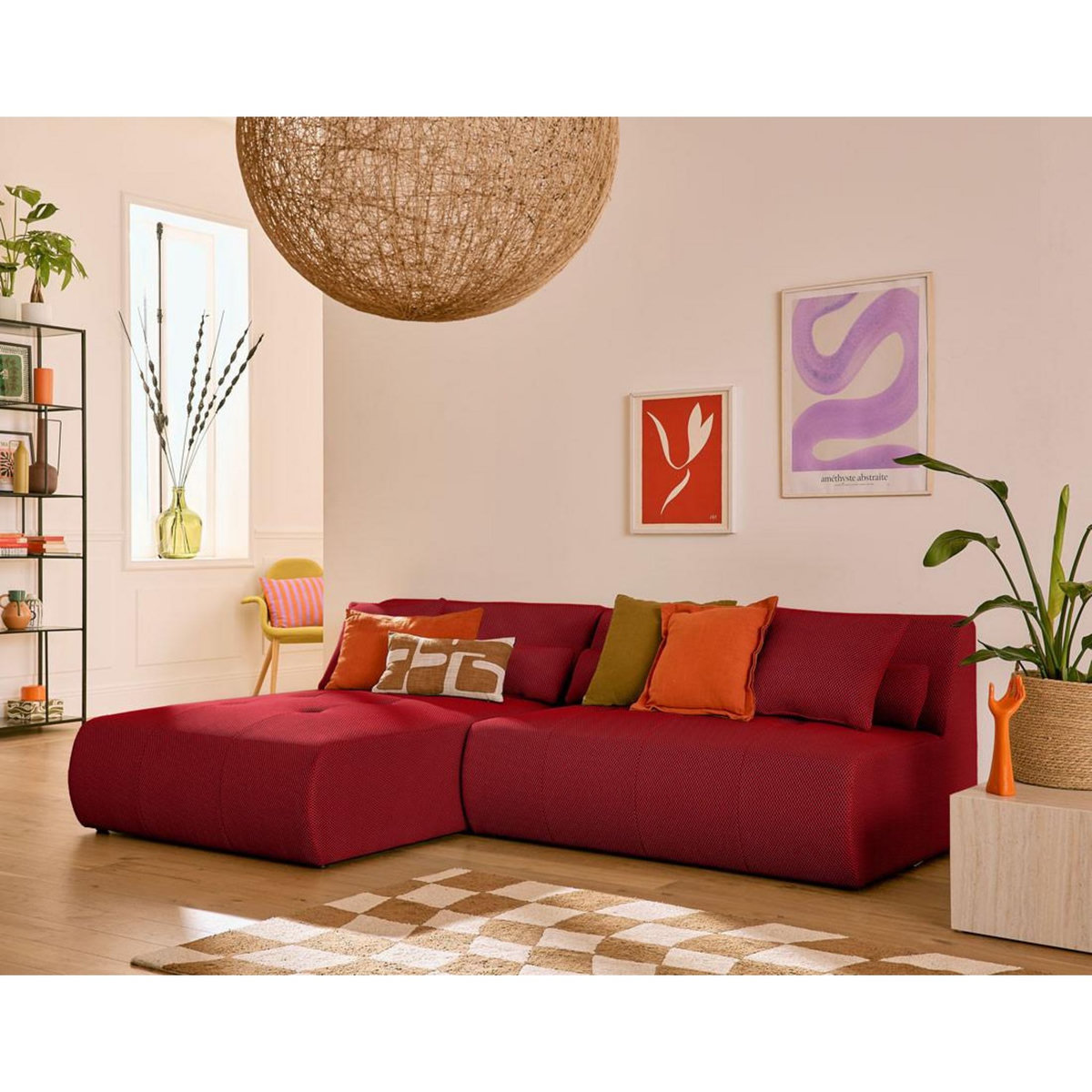 LISA DESIGN Onyx - canapé modulable d'angle réversible 4 places - en tissu mailles 3d