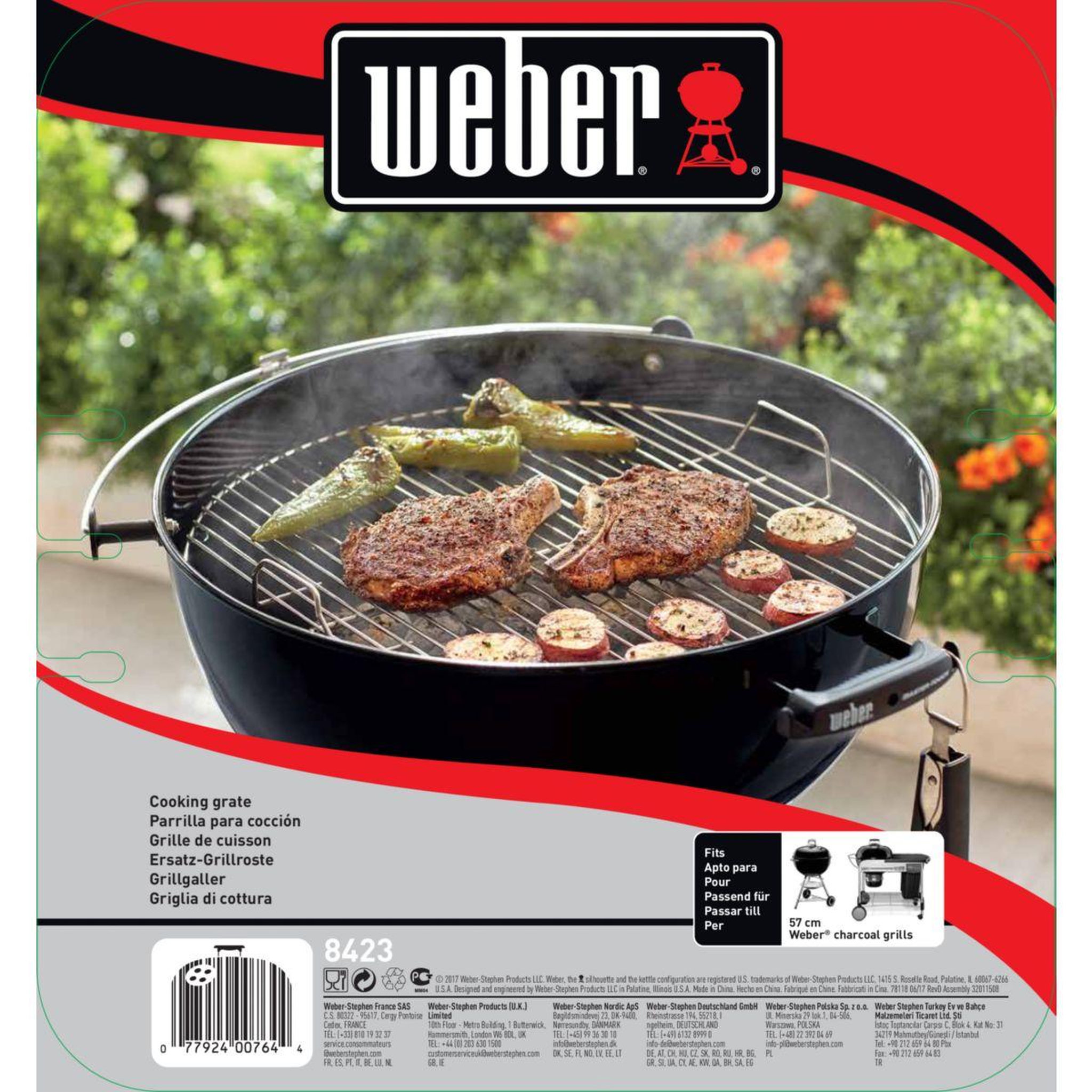 Voir la diapositive 3 : Weber Grille barbecue de cuisson chromée pour barbecue 57 cm