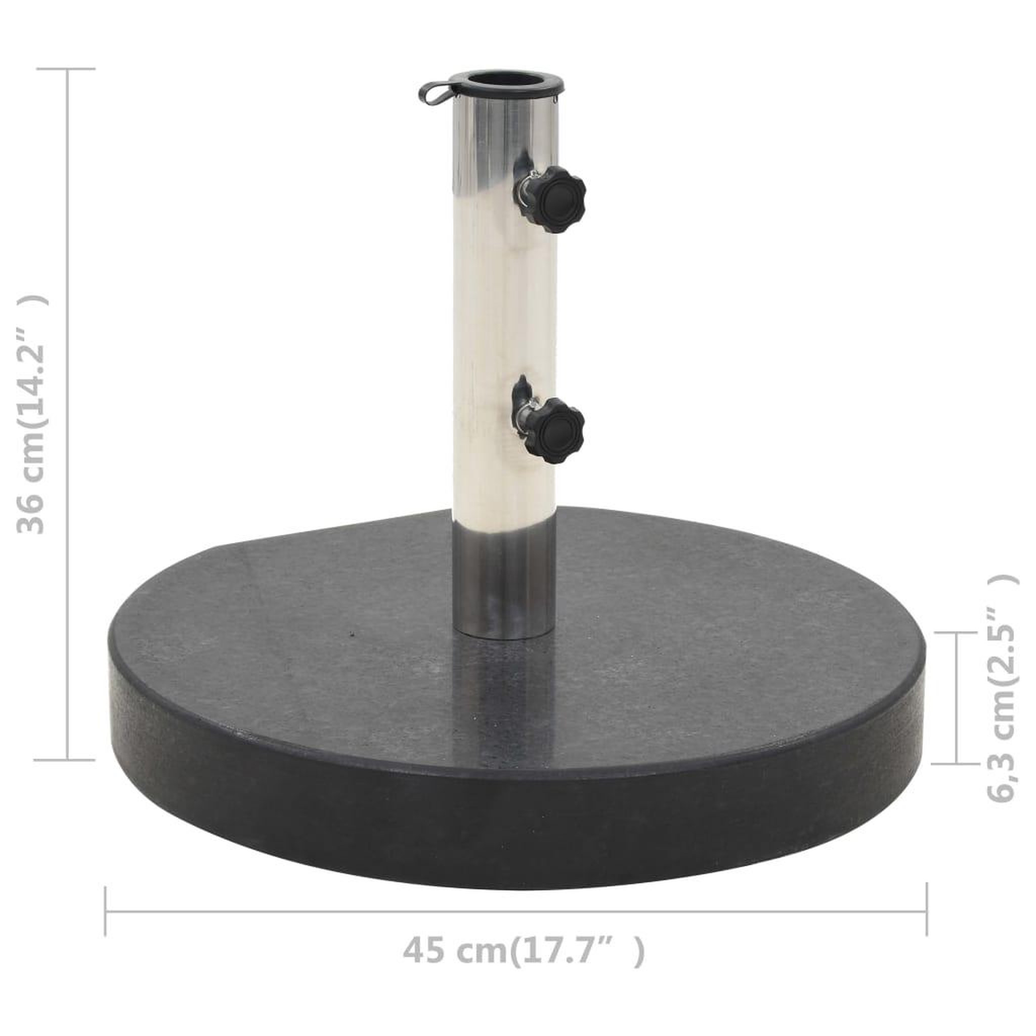 Voir la diapositive 6 : VIDAXL Socle de parasol Granite 28,5 kg Rond Noir