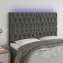 Voir la diapositive 1 : VIDAXL Tete de lit a LED Gris fonce 144x7x118/128 cm Velours