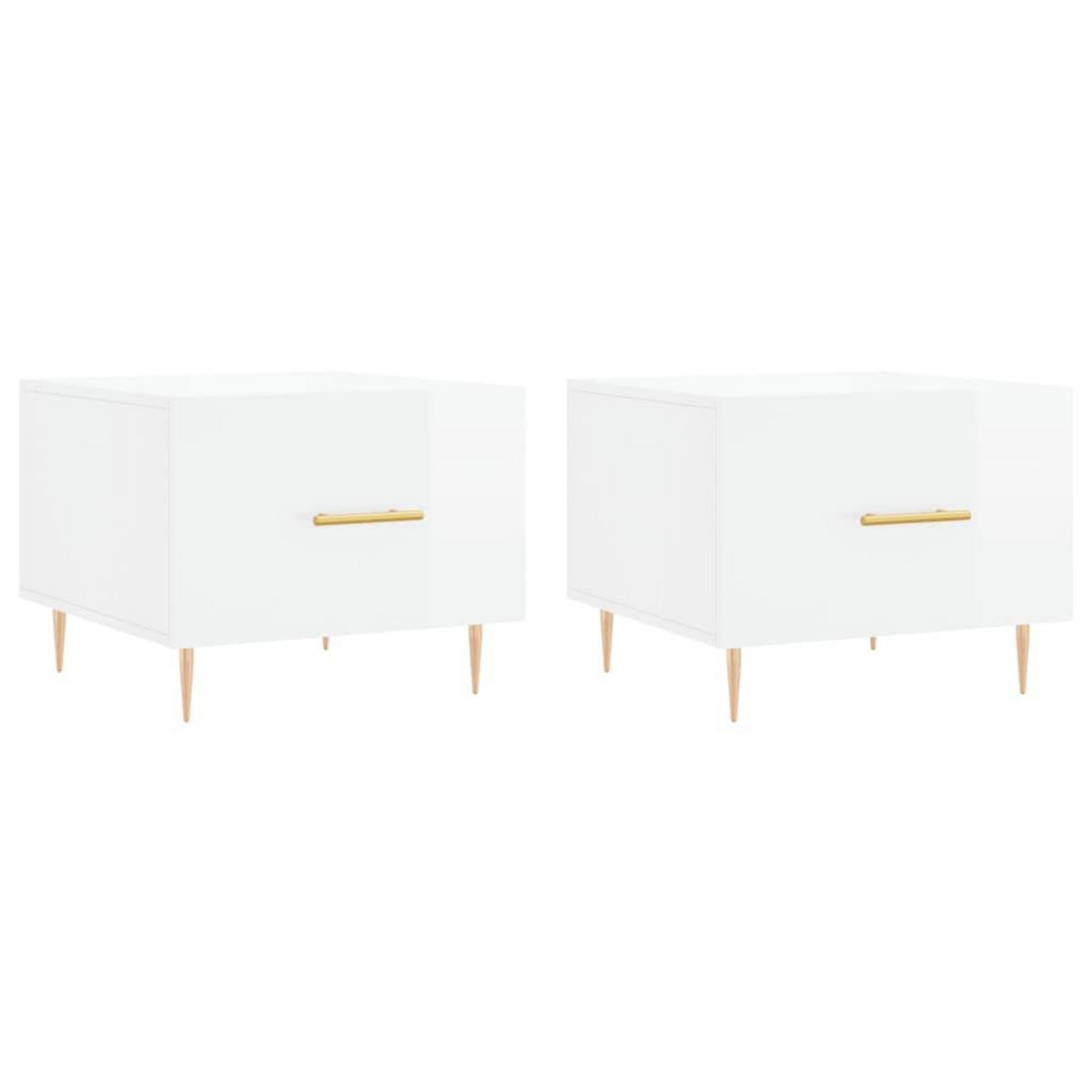 VIDAXL Tables basses 2 pcs blanc brillant 50x50x40cm bois d'ingenierie