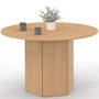 Voir la diapositive 1 : ID MARKET Table à manger ronde BERTHE 6 personnes pied hexagonal bois effet hêtre 110 cm