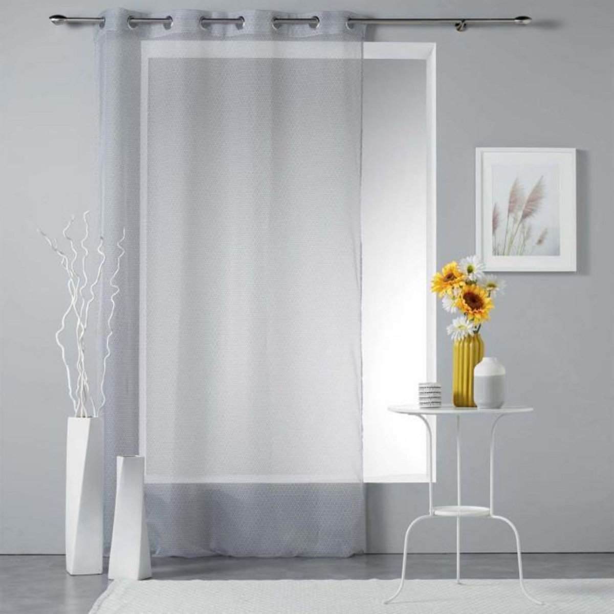 Paris Prix Rideau Voilage à Œillets  Stellaire  140x240cm Gris