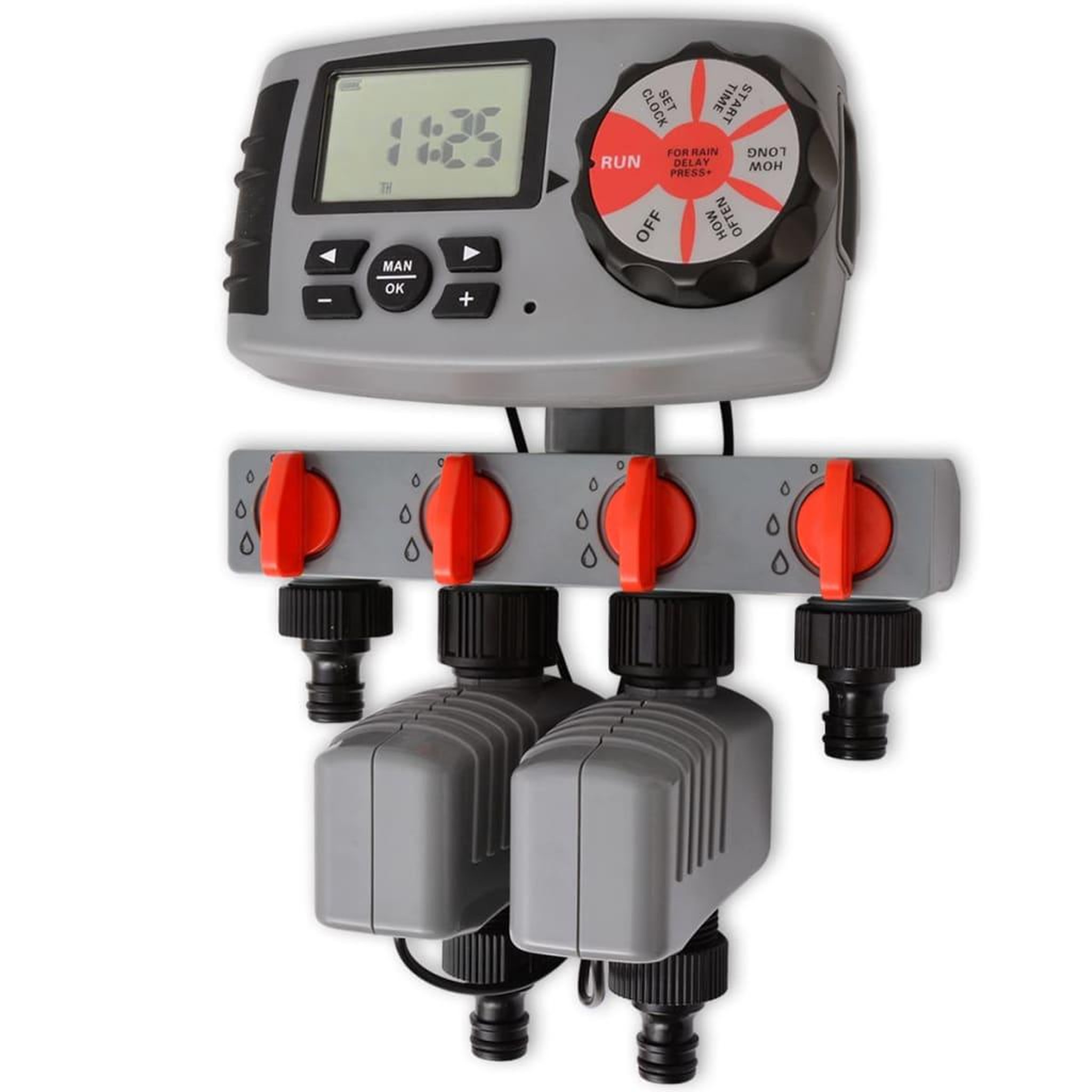 VIDAXL Minuterie automatique d'irrigation avec 4 stations 3 V