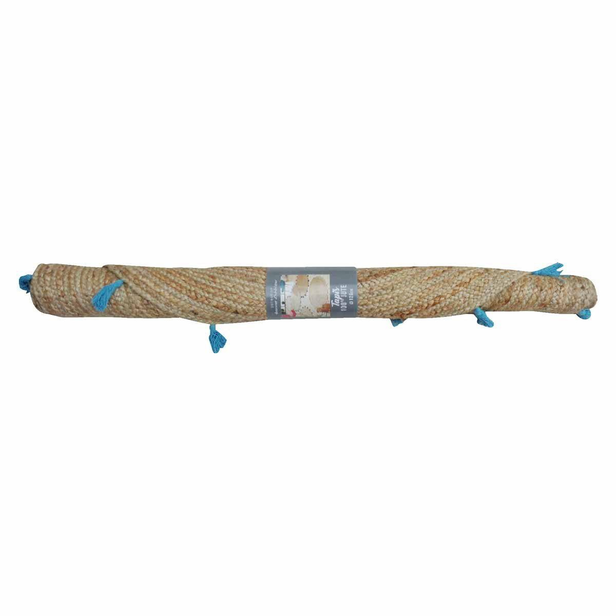 Voir la diapositive 4 : Douceur d'Intérieur Tapis déco rond en jute  shira  120cm turquoise