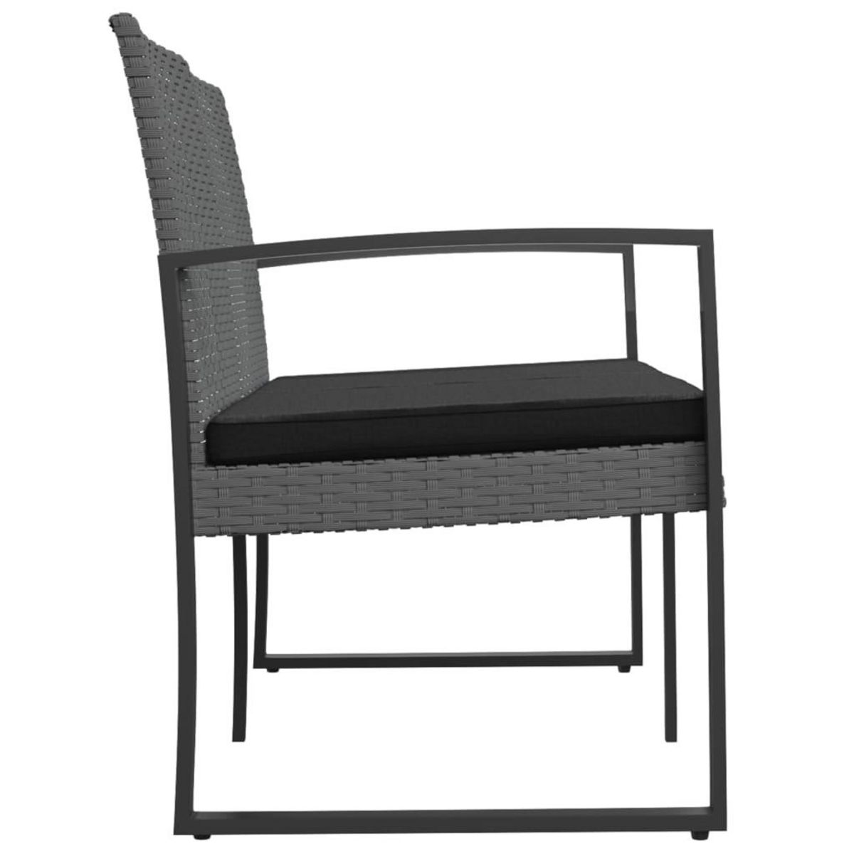 VIDAXL Banc de jardin a 2 places et coussins gris fonce PP rotin