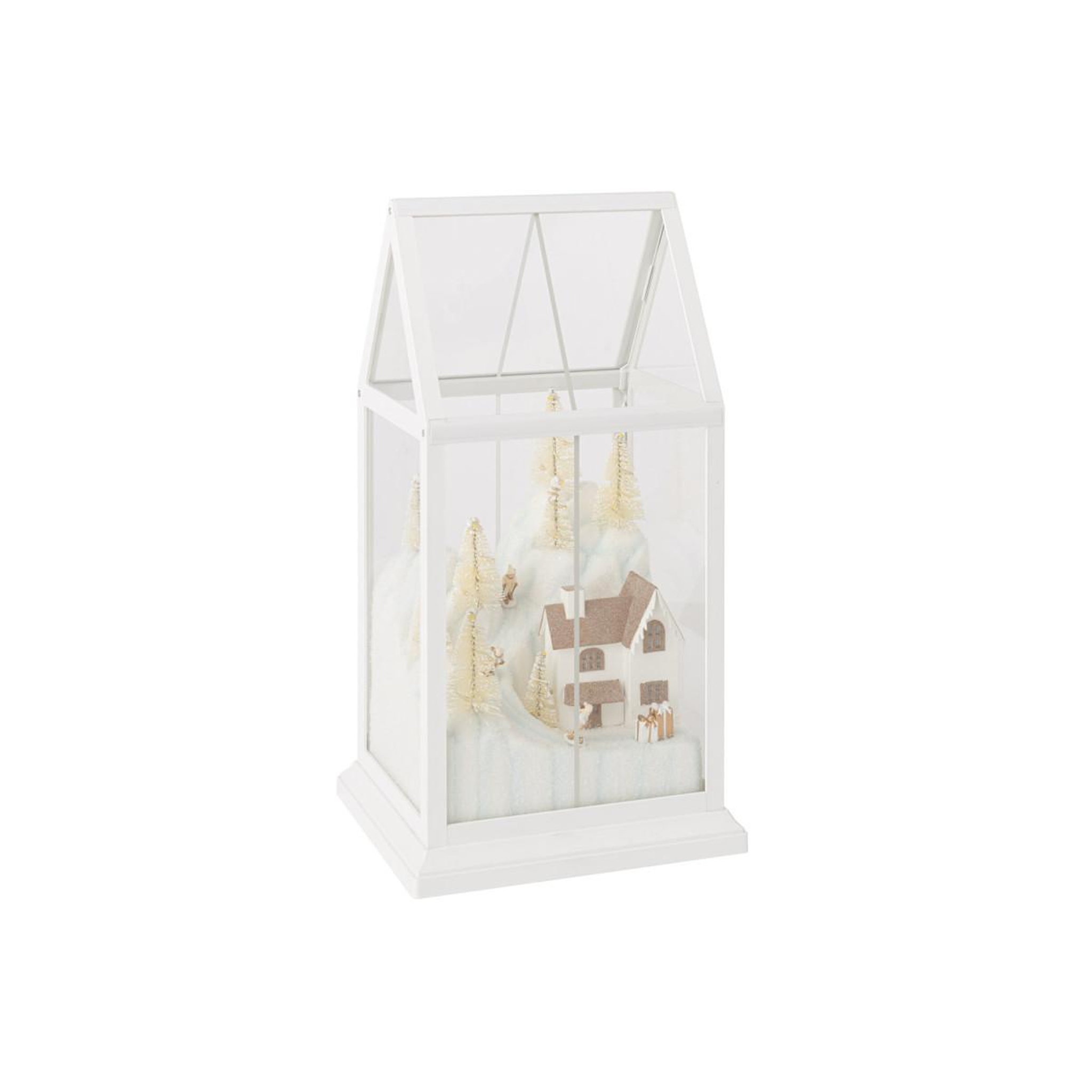 Voir la diapositive 2 : J-LINE Village de Noël Vitré à LED  Sébastienne  18cm Blanc