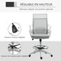 Voir la diapositive 4 : HOMCOM Fauteuil de bureau chaise de bureau assise haute réglable dim. 64L x 59l x 104-124H cm pivotant 360° maille respirante gris