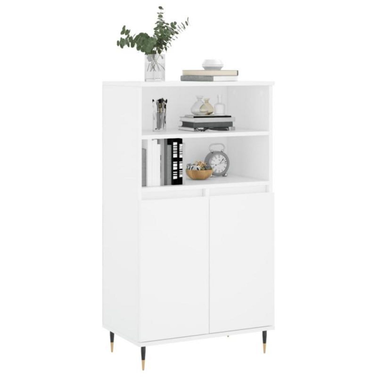 VIDAXL Buffet haut Blanc 60x36x110 cm Bois d ingénierie