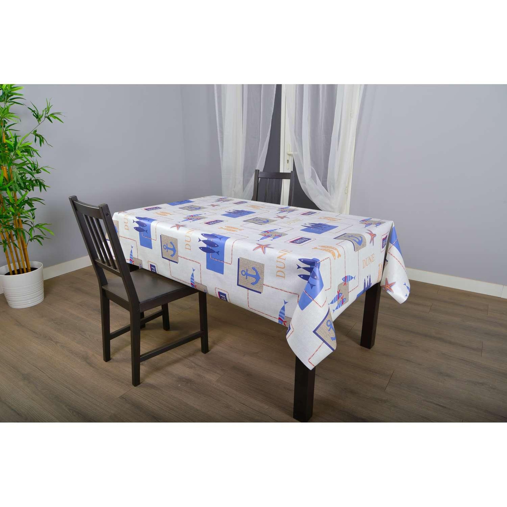 Voir la diapositive 2 : HABITABLE Nappe en toile cirée rectangulaire dune - 140 x 200 cm - ecru