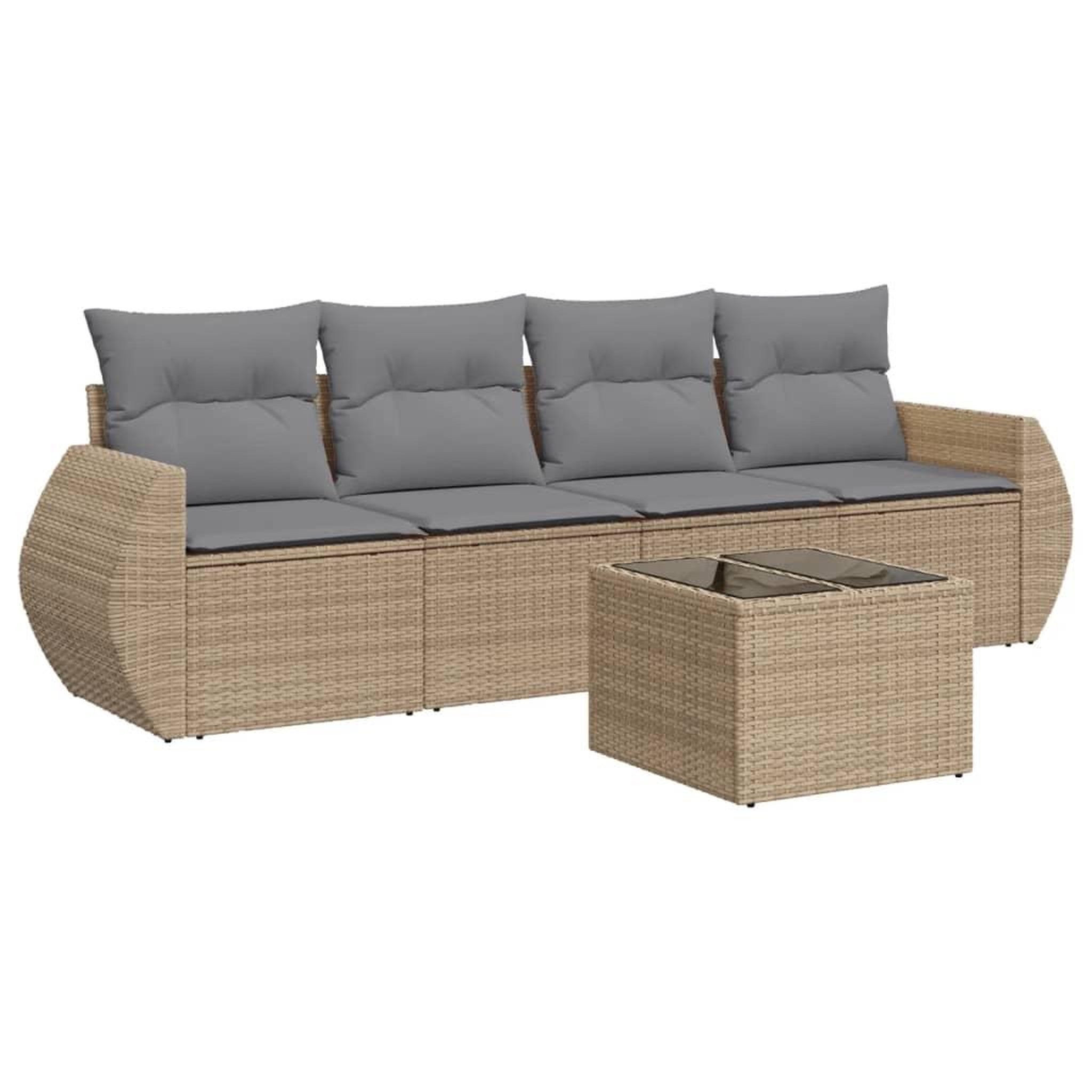 Voir la diapositive 2 : VIDAXL Salon de jardin avec coussins 5 pcs beige resine tressee
