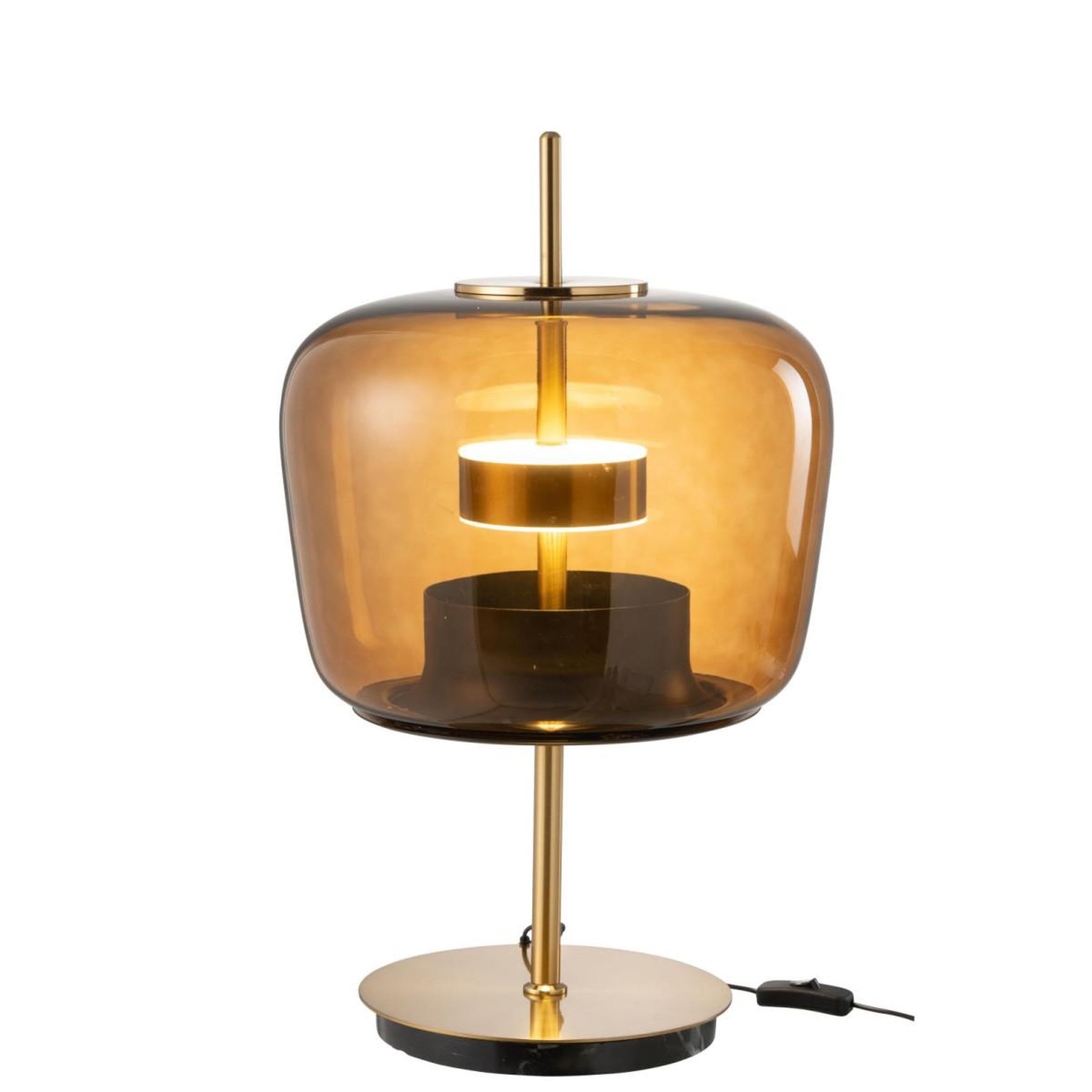 Voir la diapositive 4 : J-LINE Lampe à poser en verre à led  omar  58cm marron