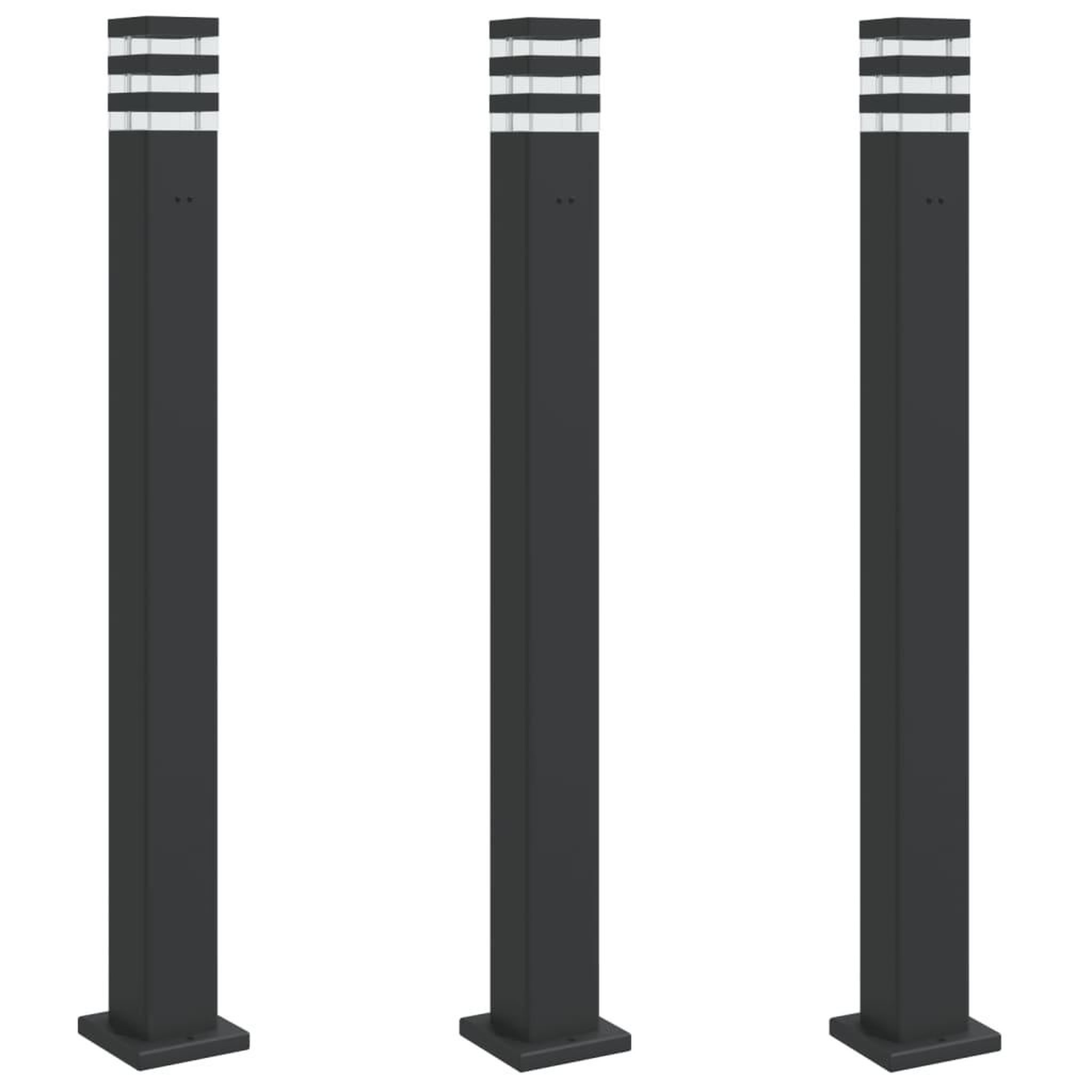 Voir la diapositive 2 : VIDAXL Lampadaires d'exterieur avec sortie 3 pcs noir 110 cm aluminium