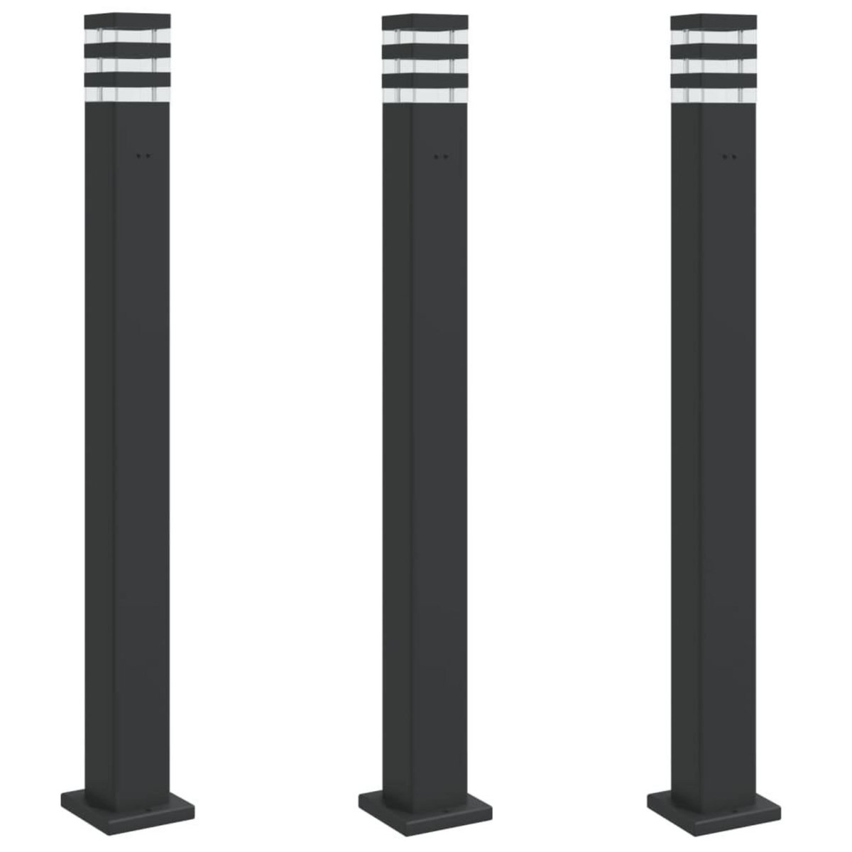 VIDAXL Lampadaires d'exterieur avec sortie 3 pcs noir 110 cm aluminium