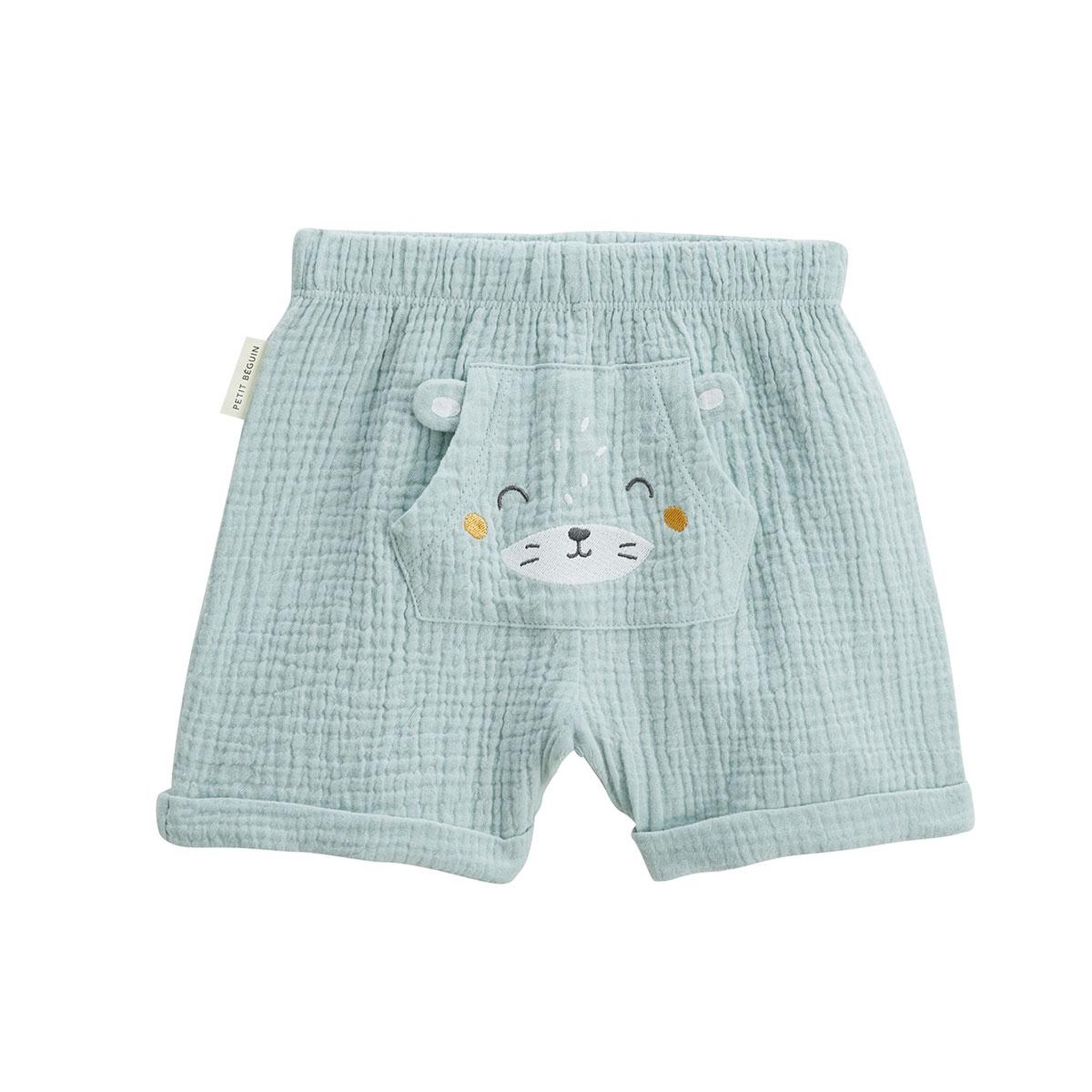 Voir la diapositive 5 : Petit Béguin Ensemble bébé t-shirt et short en gaze de coton elio