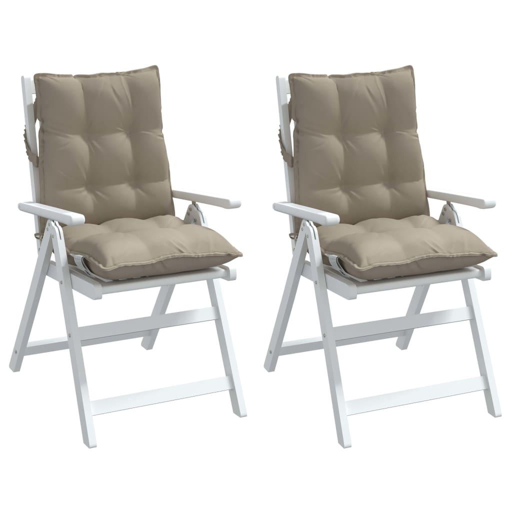 Voir la diapositive 4 : VIDAXL Coussins de chaise a dossier bas lot de 2 taupe tissu oxford