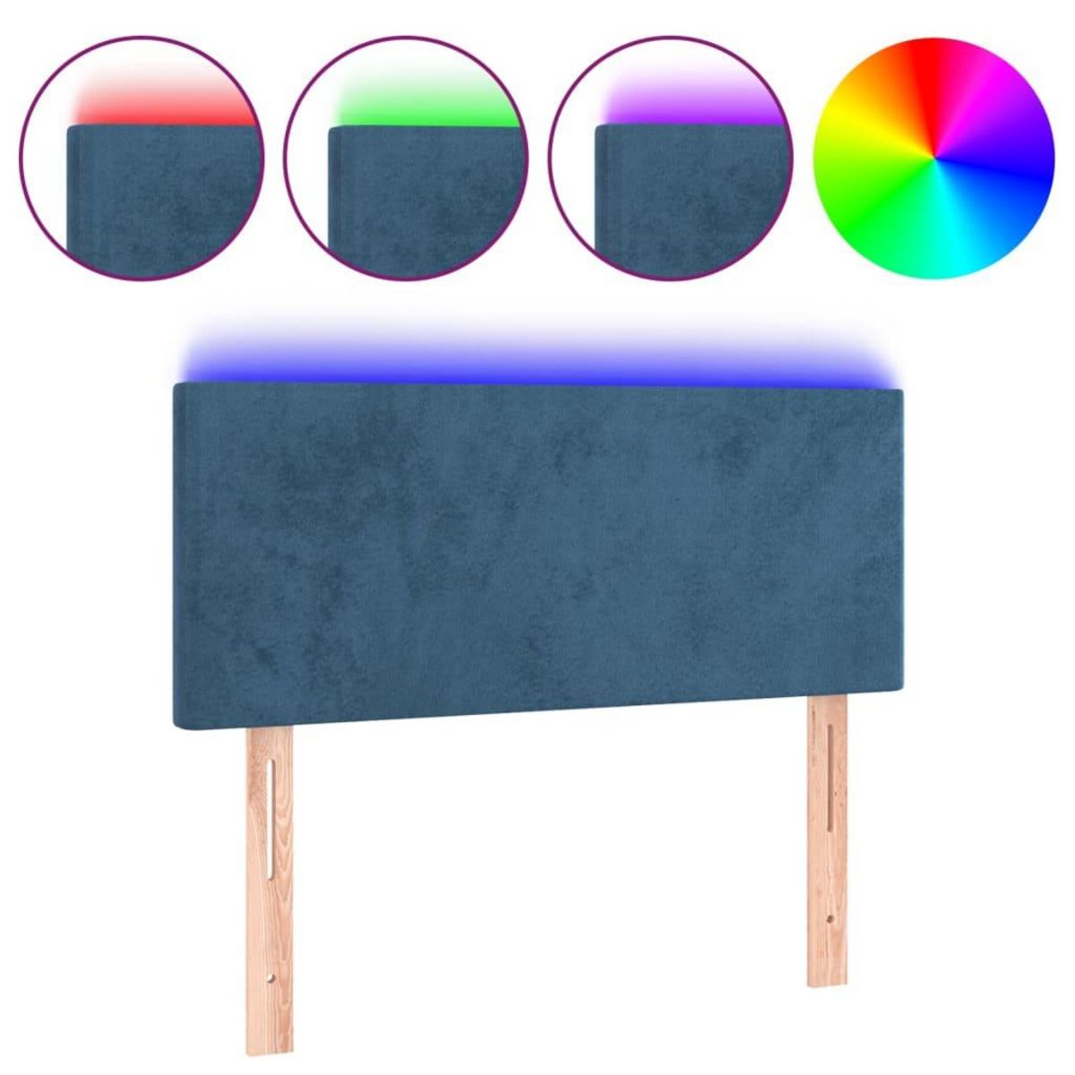 VIDAXL Tete de lit a LED Bleu fonce 100x5x78/88 cm Velours