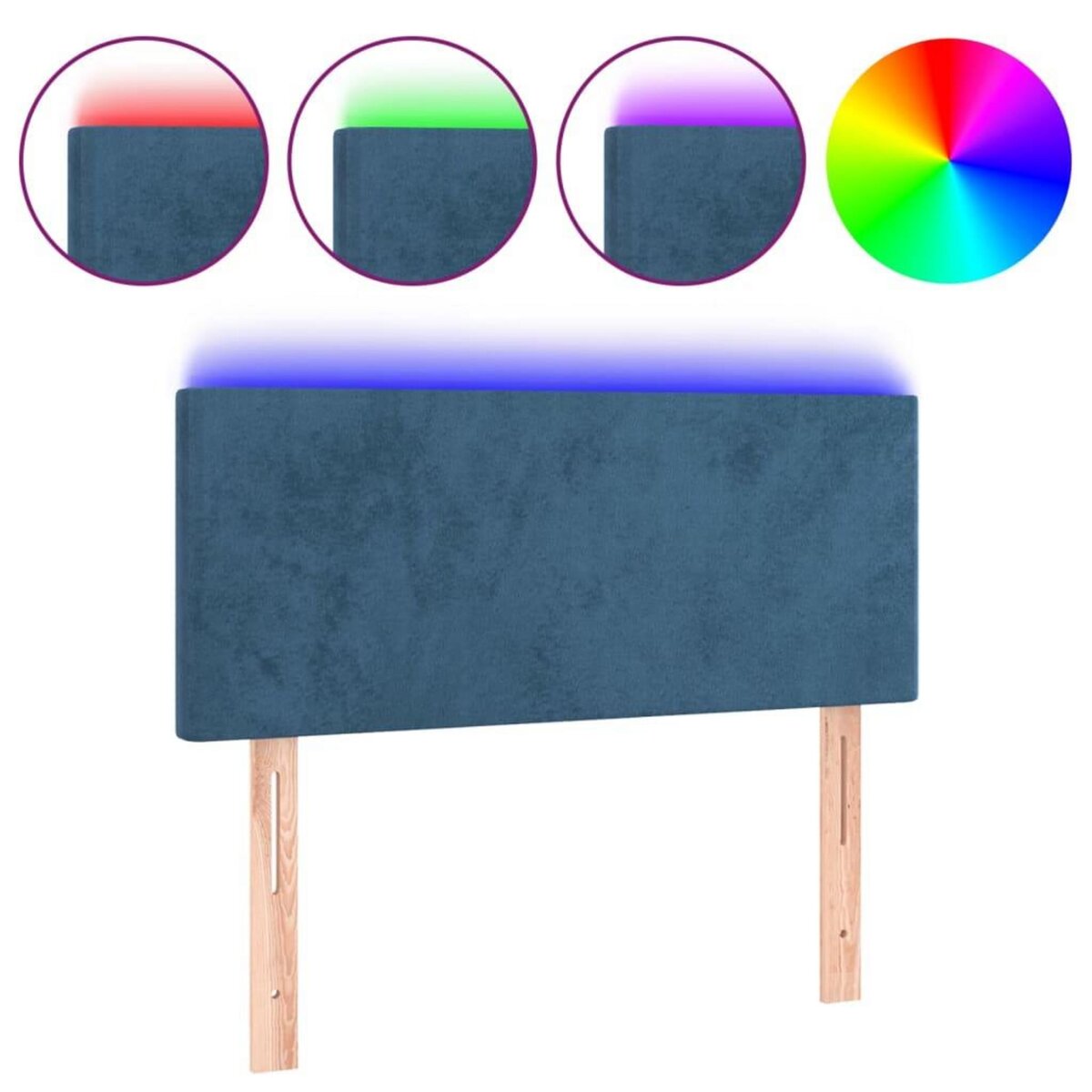 VIDAXL Tete de lit a LED Bleu fonce 100x5x78/88 cm Velours