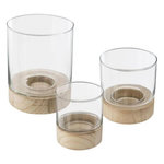 ATMOSPHERA Lot de 3 Photophores en Verre  Eté  20cm Transparent