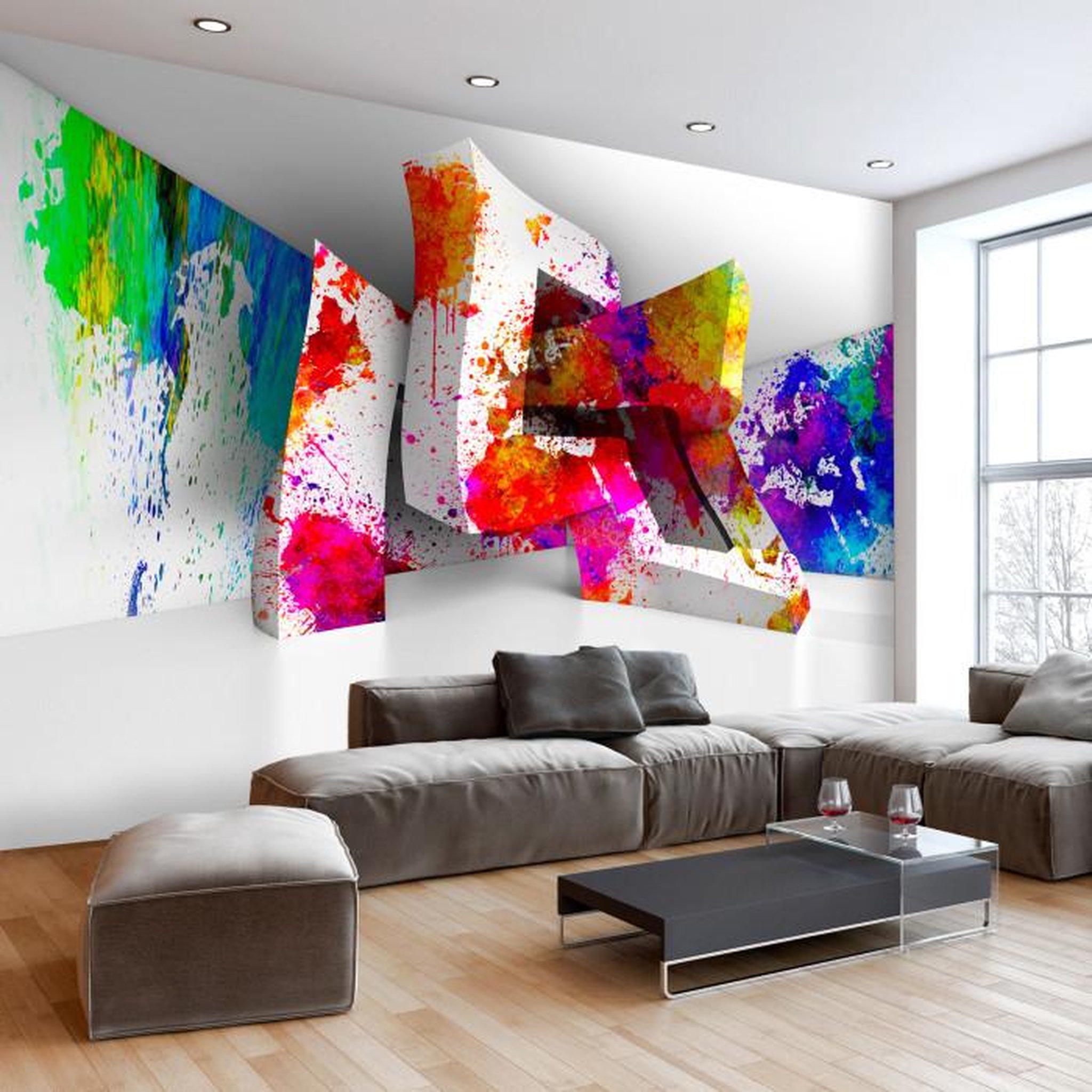 Paris Prix Papier Peint  Three Dimensional Shapes. Coloris disponibles : Multicolore