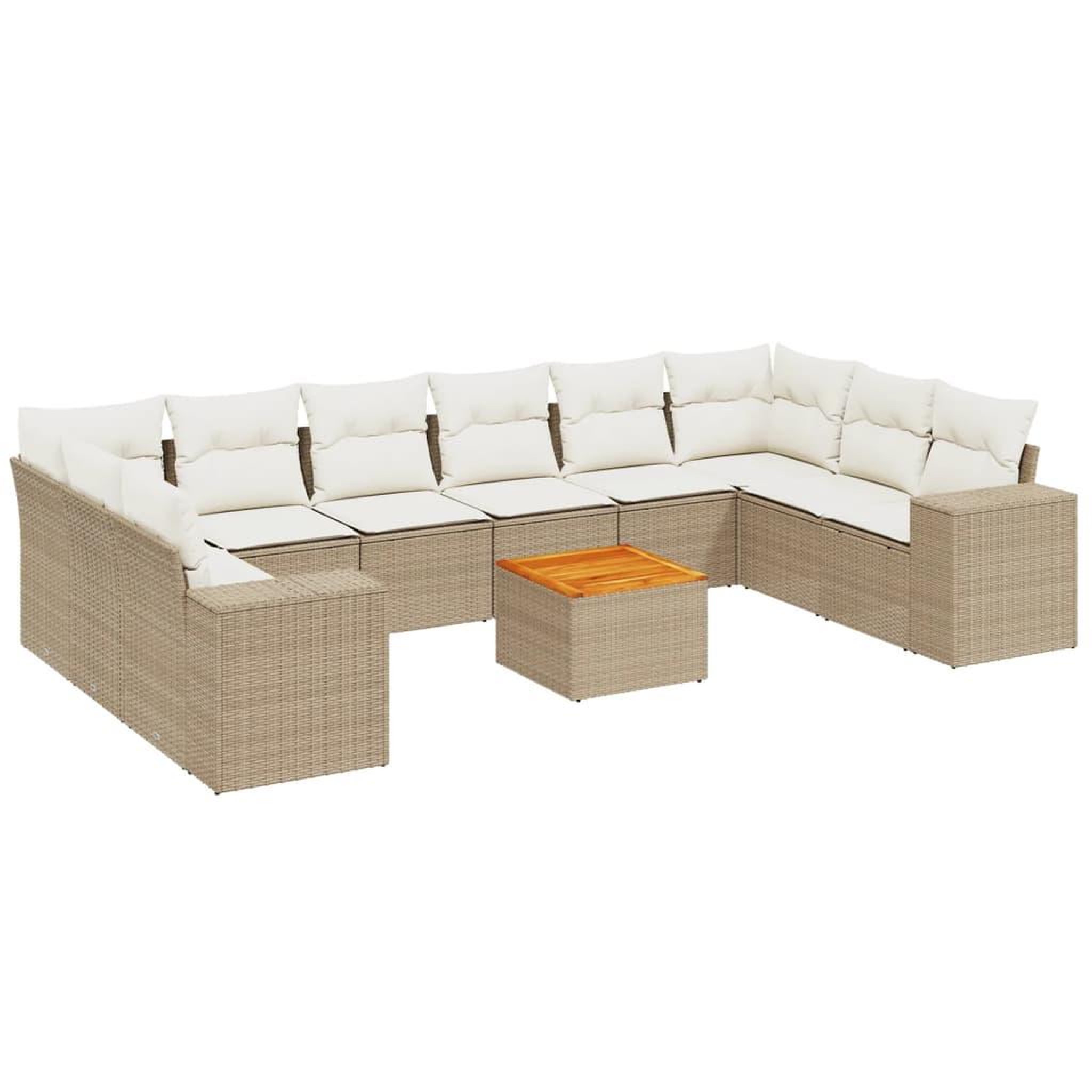 Voir la diapositive 2 : VIDAXL Salon de jardin 11 pcs avec coussins beige resine tressee