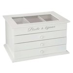 ATMOSPHERA Boîte à Bijoux Vitrée 3 Tiroirs  Charme  25cm Blanc