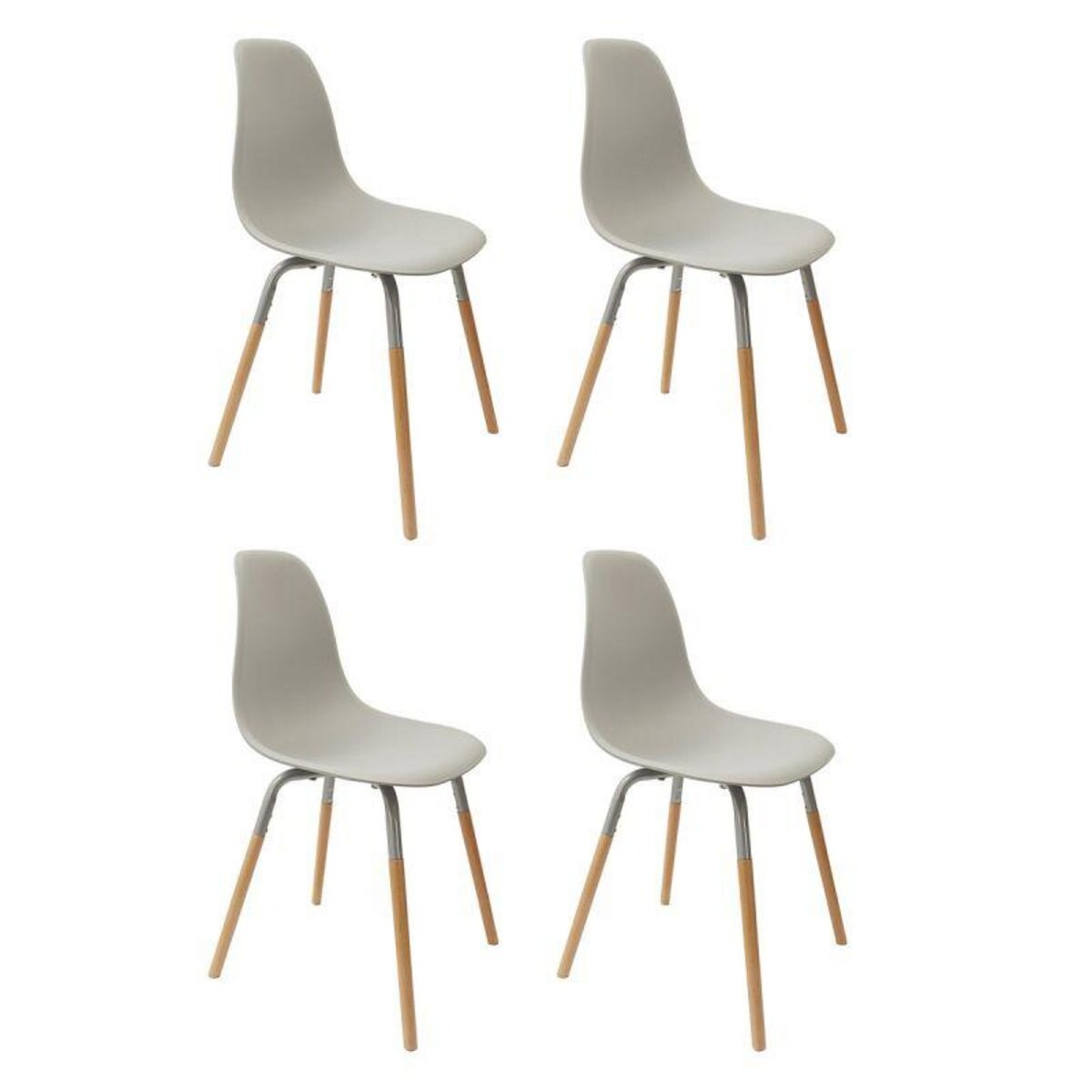 Lot de 4 Chaises scandinave Phenix en polypropylène et métal - Gris