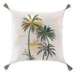 Paris Prix Coussin Déco Pompons  Papeete  45x45cm Sauge