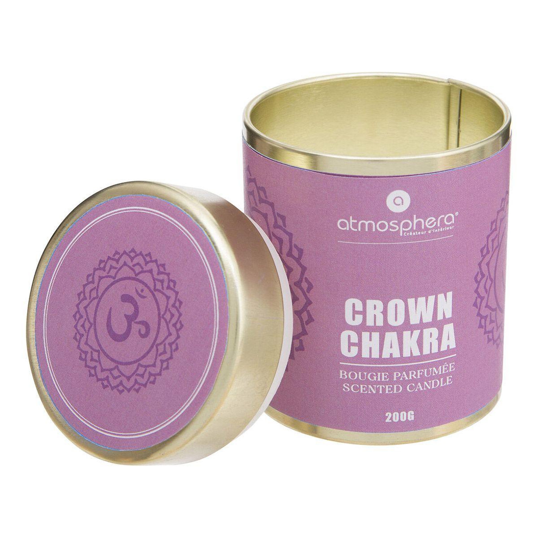 Voir la diapositive 2 : ATMOSPHERA Bougie parfumée  chakra  200g violet 3ème œil
