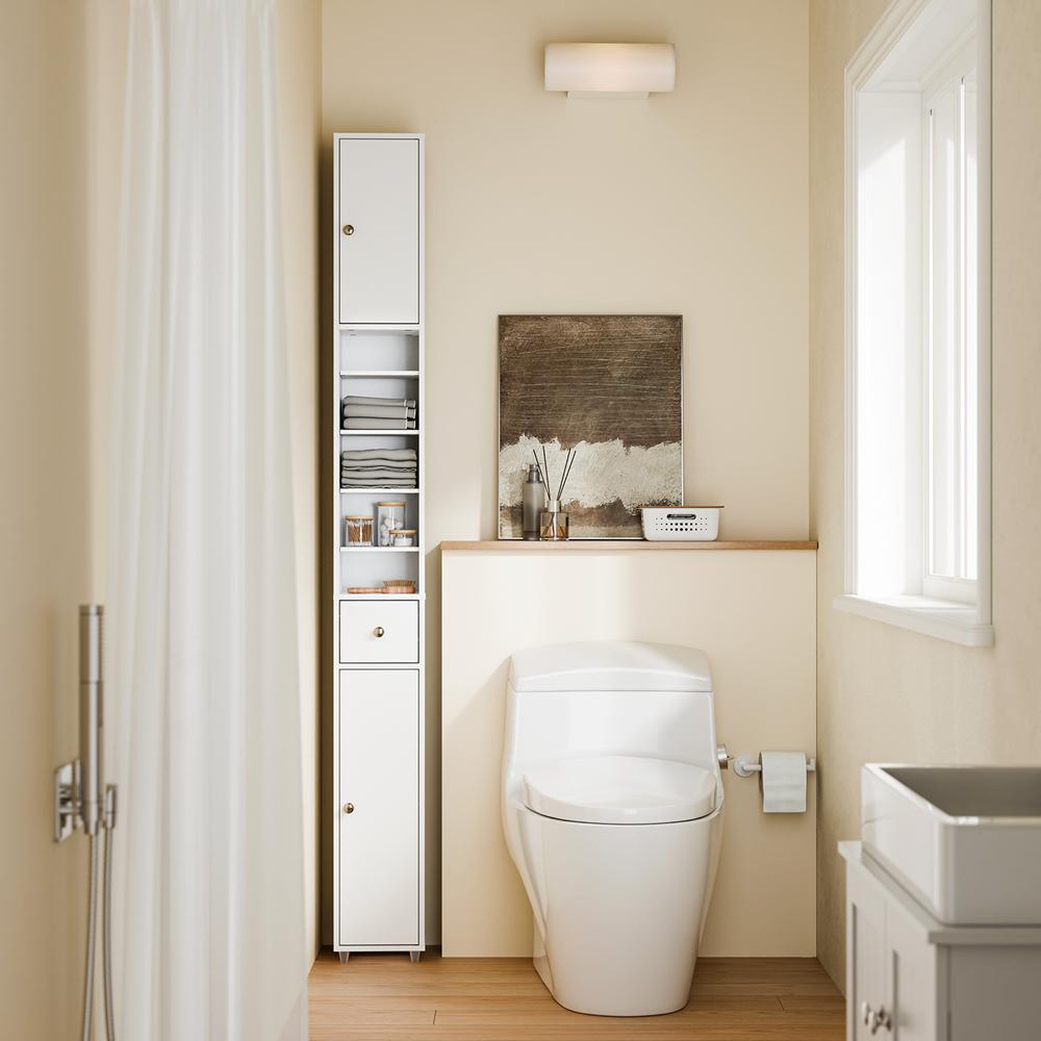 Voir la diapositive 2 : SOBUY SoBuy - Colonne De Salle De Bain à un tiroir - Fonctionnel - BZR34-II