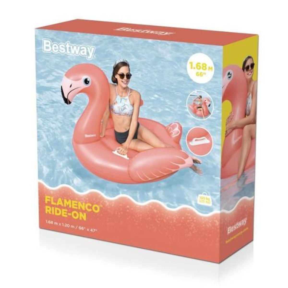 BESTWAY Bouée a chevaucher - Bestway - Flamant rose - 168 x 120 cm