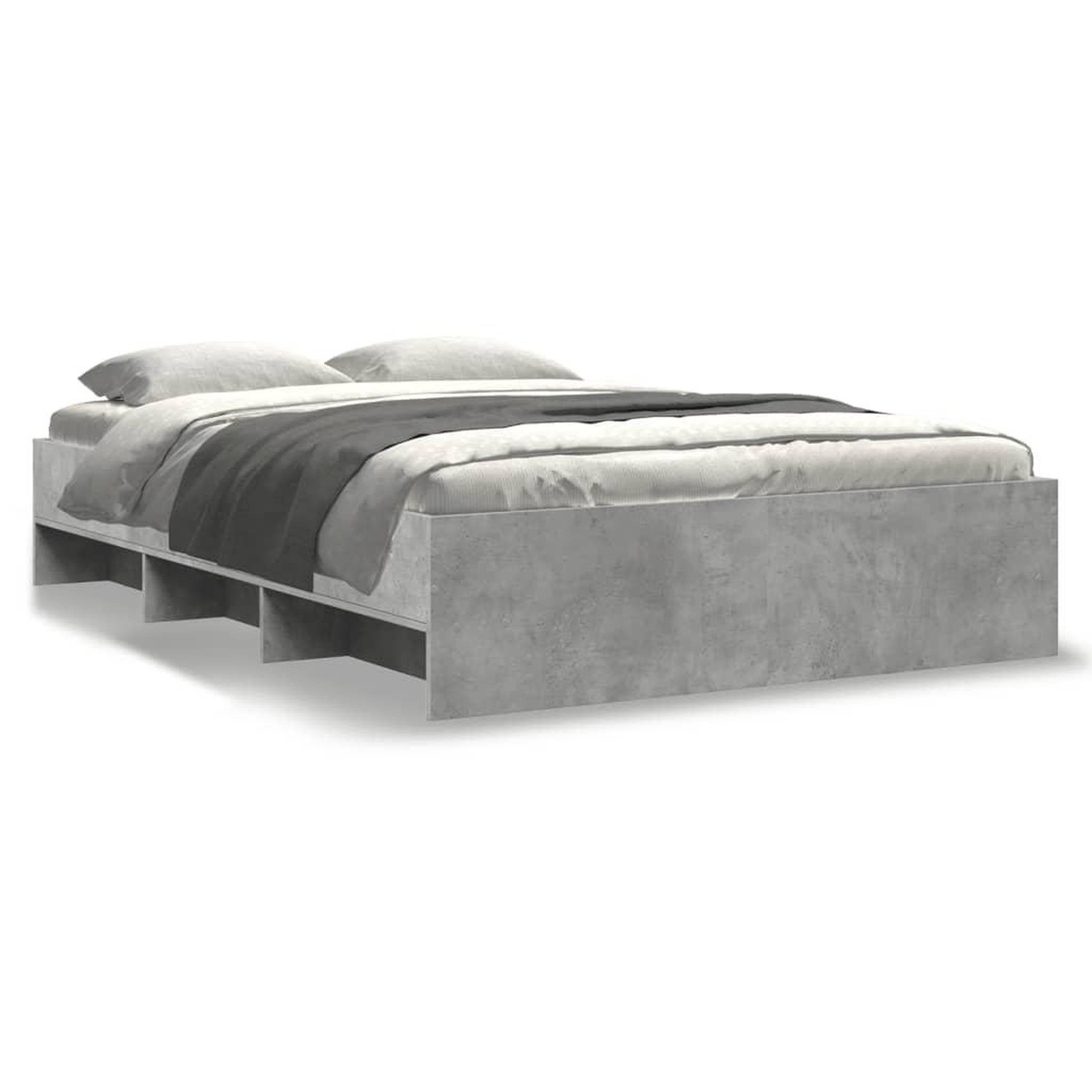Voir la diapositive 2 : VIDAXL Cadre de lit sans matelas gris beton 135x190 cm bois ingenierie