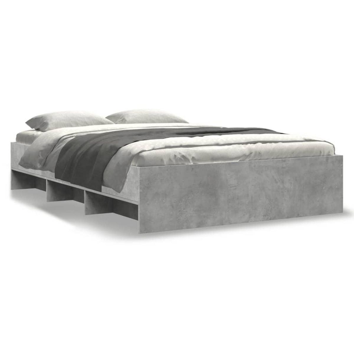 VIDAXL Cadre de lit sans matelas gris beton 135x190 cm bois ingenierie