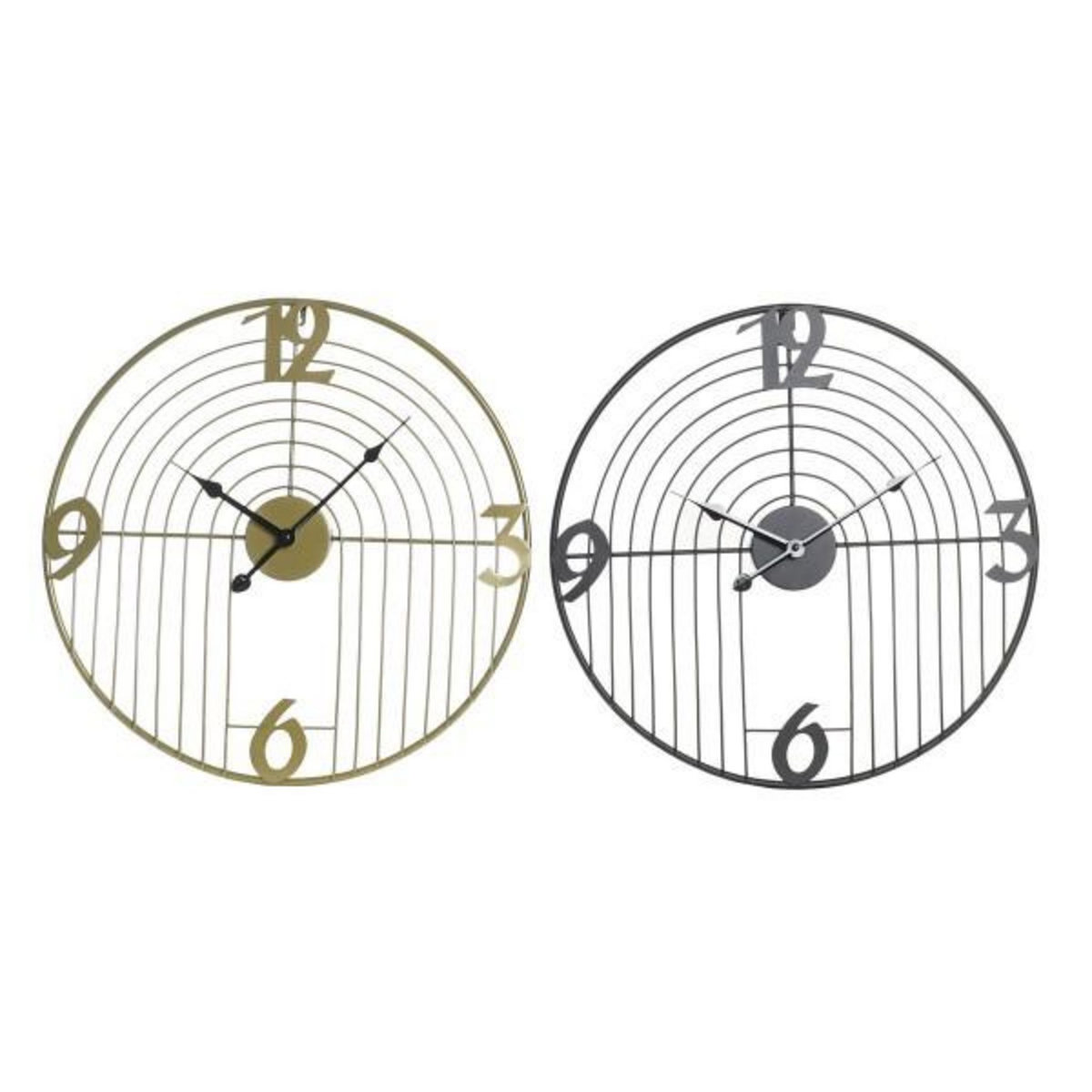 AAAAA Horloge Murale DKD Home Decor Noir Doré Métal Moderne 45 x 3 x 45 cm (2 Unités)