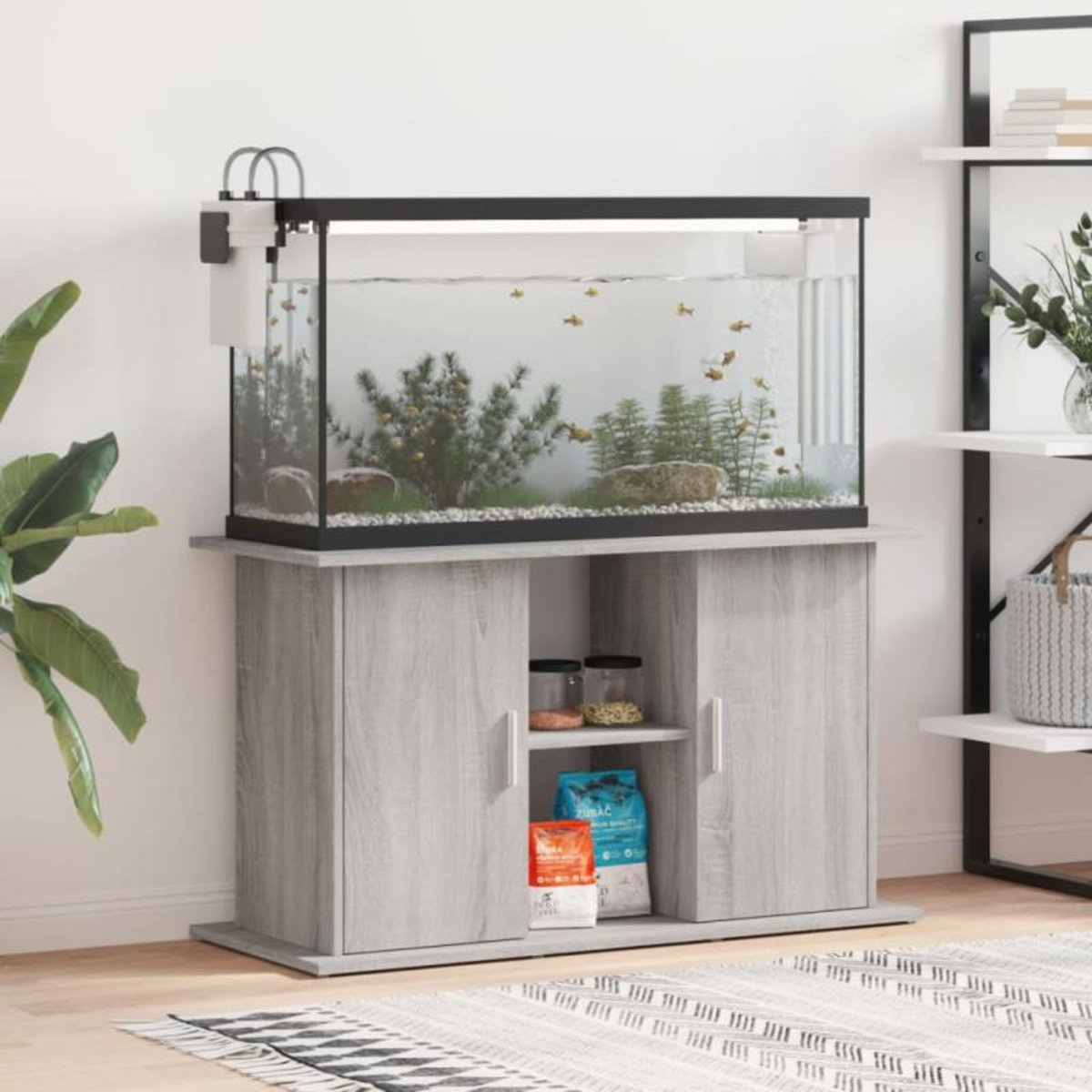 VIDAXL Support pour aquarium sonoma gris 101x41x58cm bois d ingénierie
