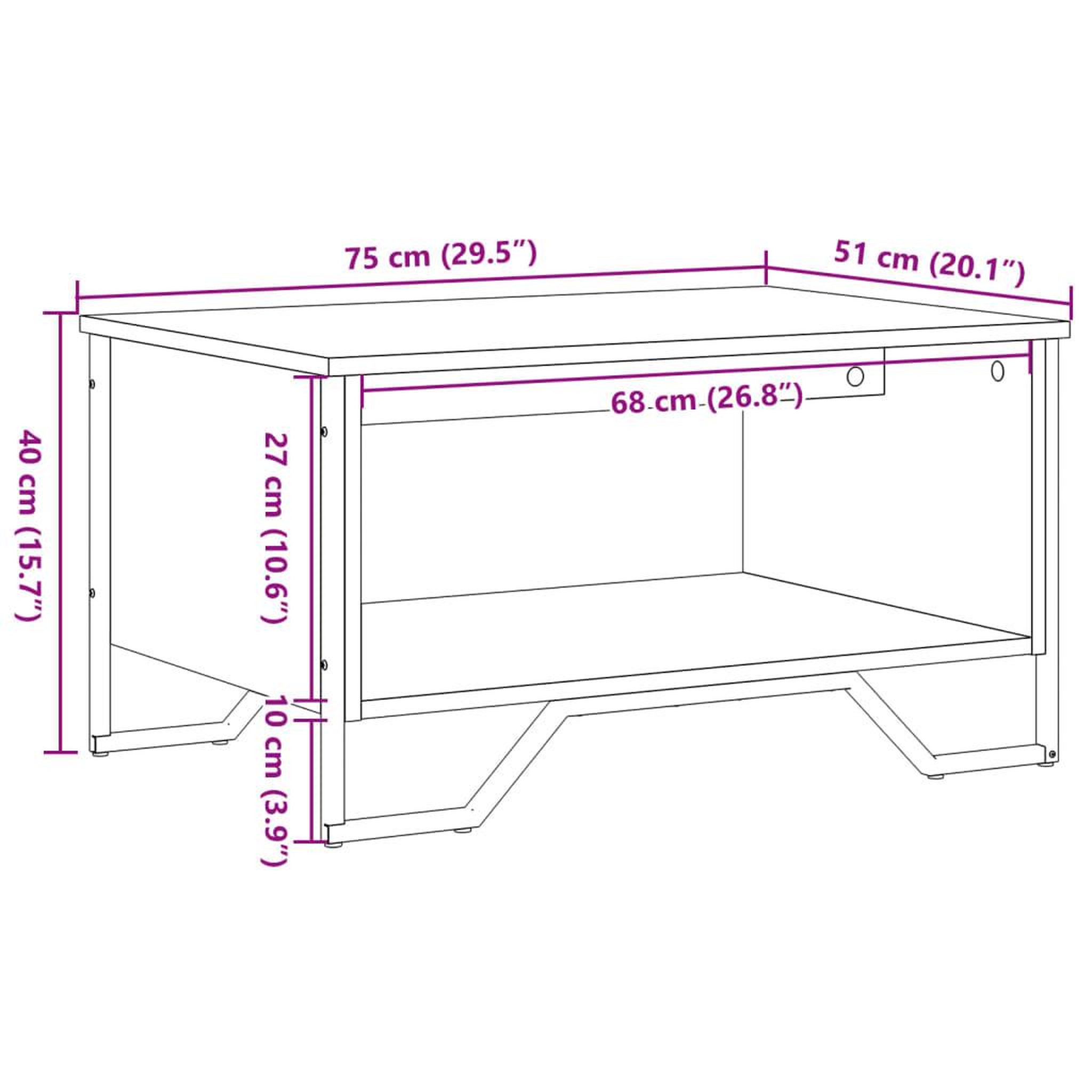 Voir la diapositive 6 : VIDAXL Table basse chene marron 75x51x40 cm bois d'ingenierie