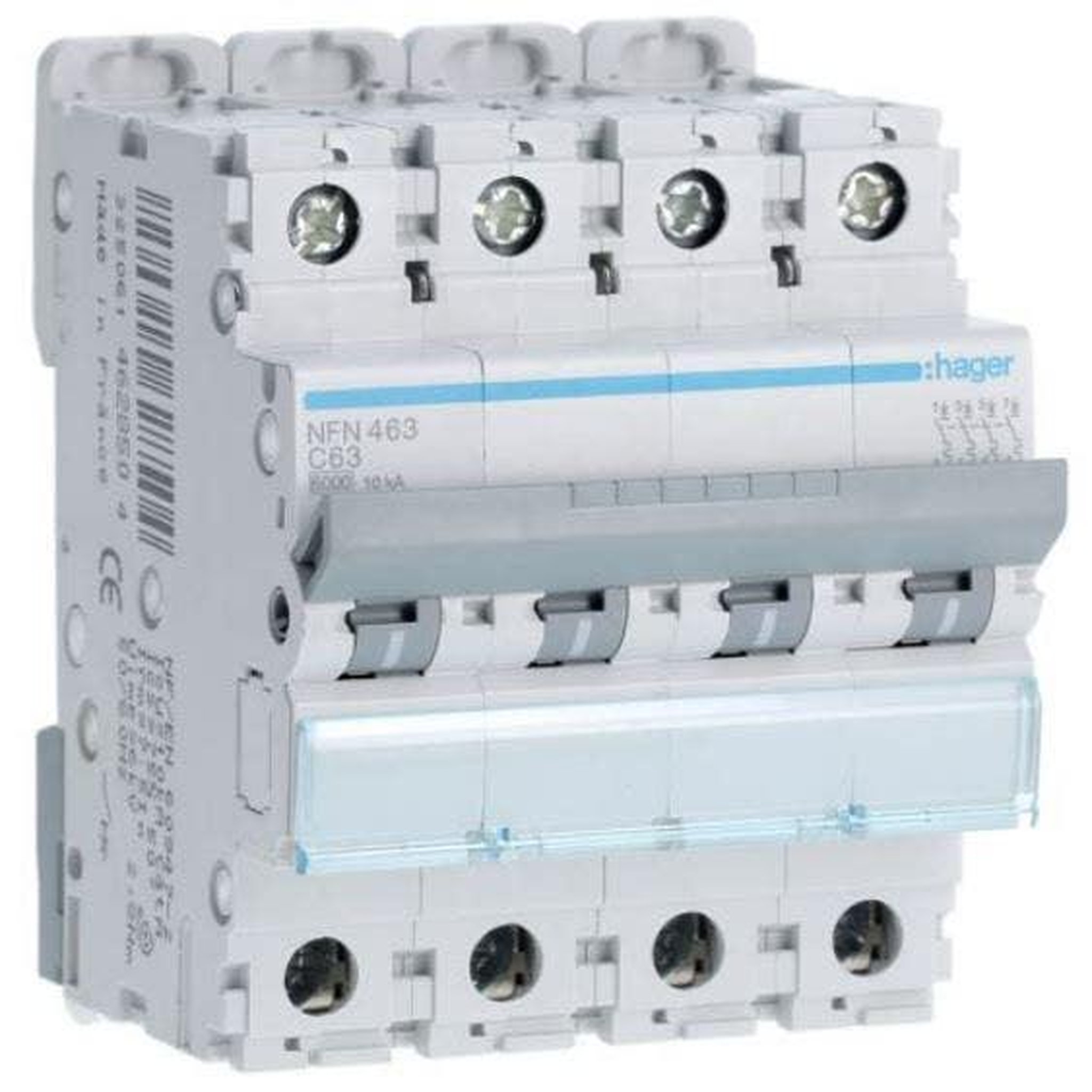 HAGER Disjoncteur 4p 6/10ka - courbe c 63a 4 modules