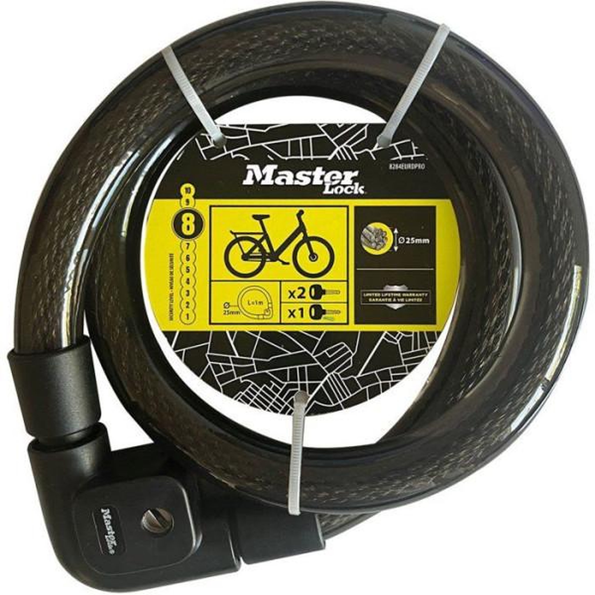 Master lock Antivol câble - MASTER LOCK - a clé - Câble 1 m - Acier tressé