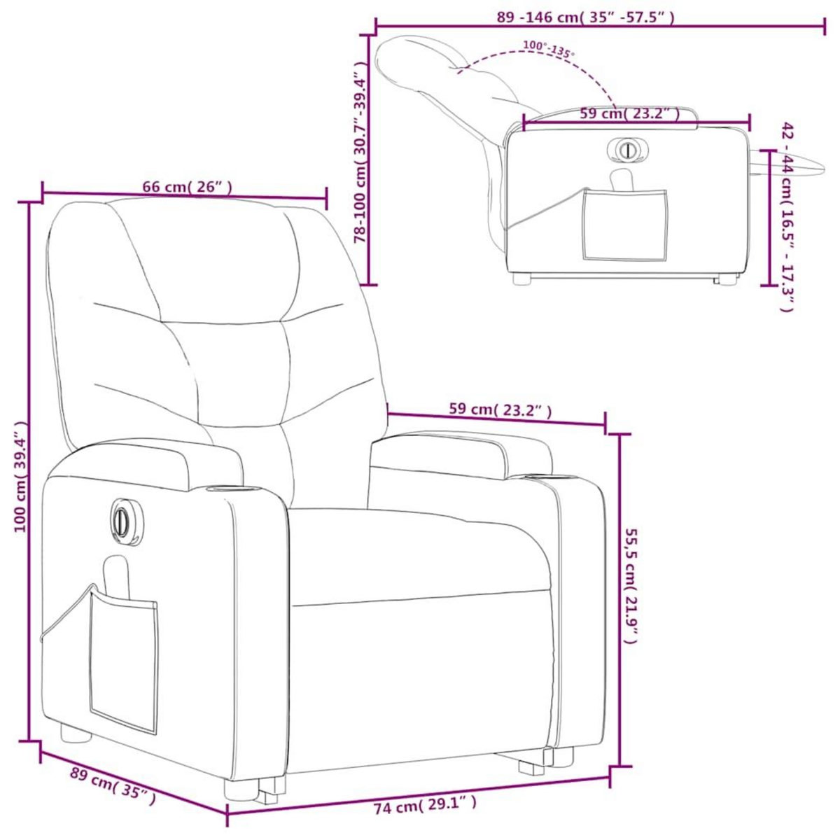 VIDAXL Fauteuil inclinable de massage electrique rouge similicuir
