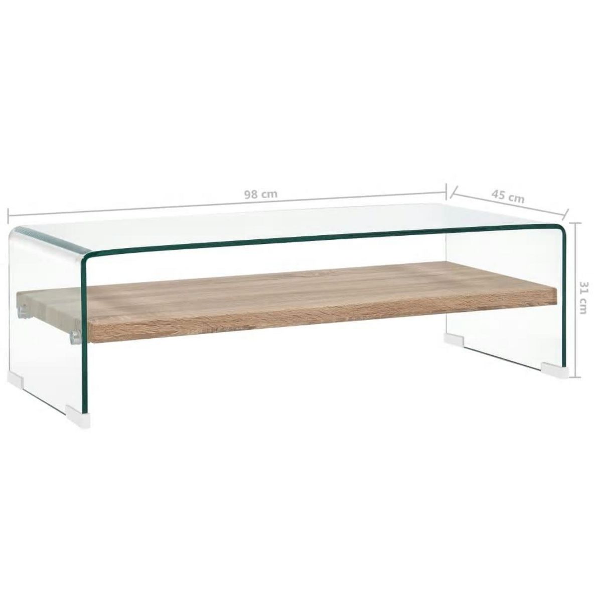 VIDAXL Table basse Clair 98x45x31 cm Verre trempe