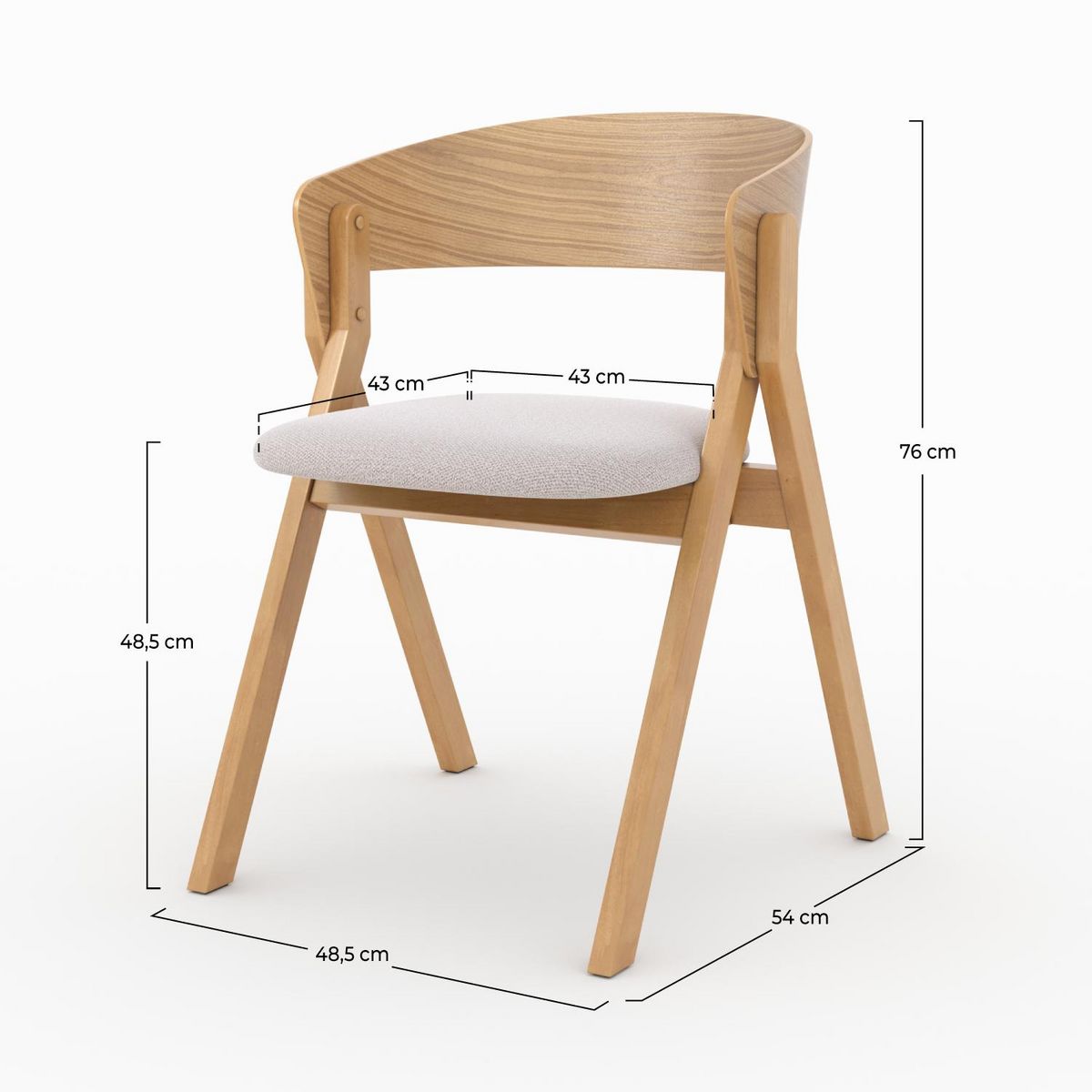 Rendez vous déco Chaise en bois d'hévéa et tissu gris clair - Héloïse