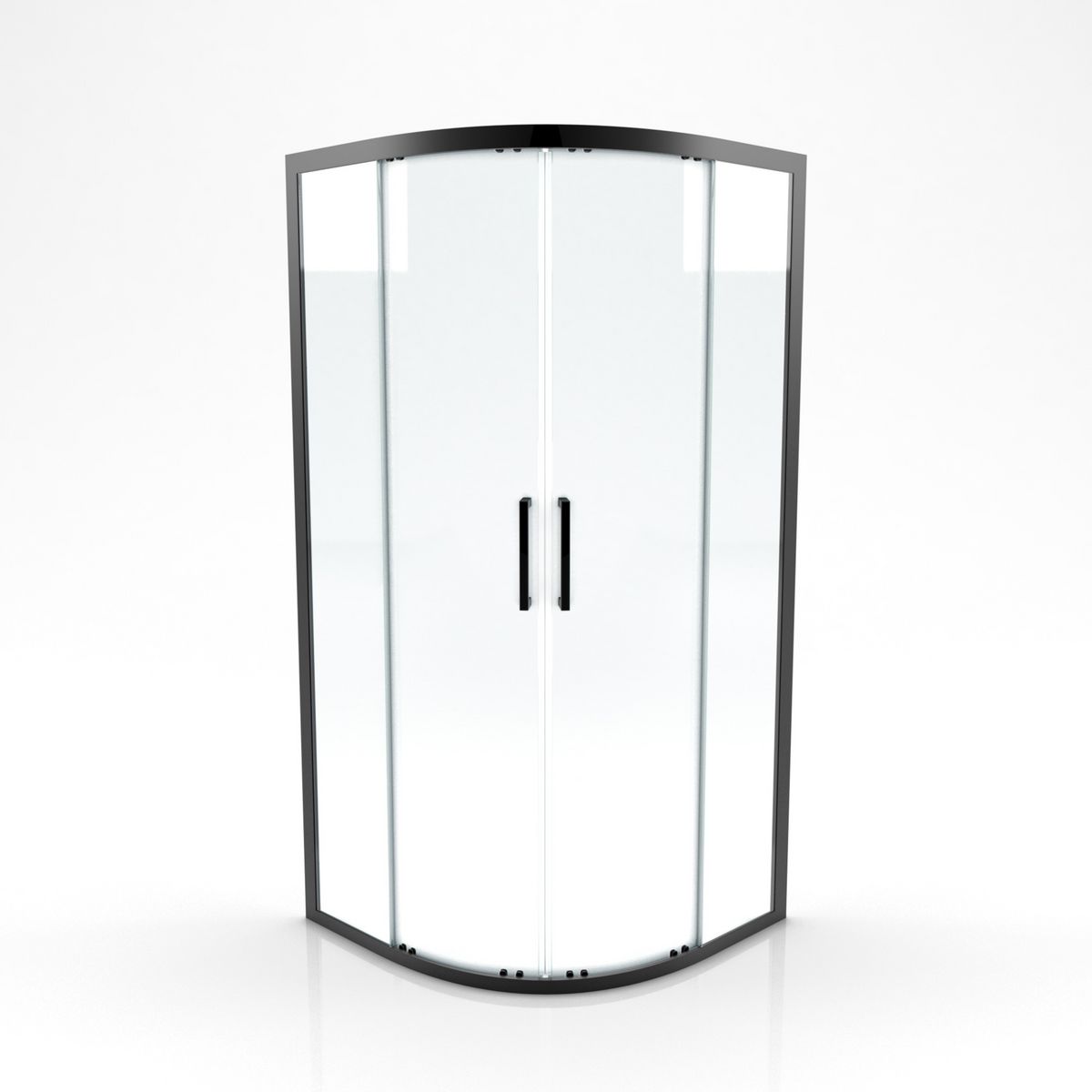 Aurlane Porte de douche coulissante quart de cercle noire 90x200 cm - ROUND FACTORY