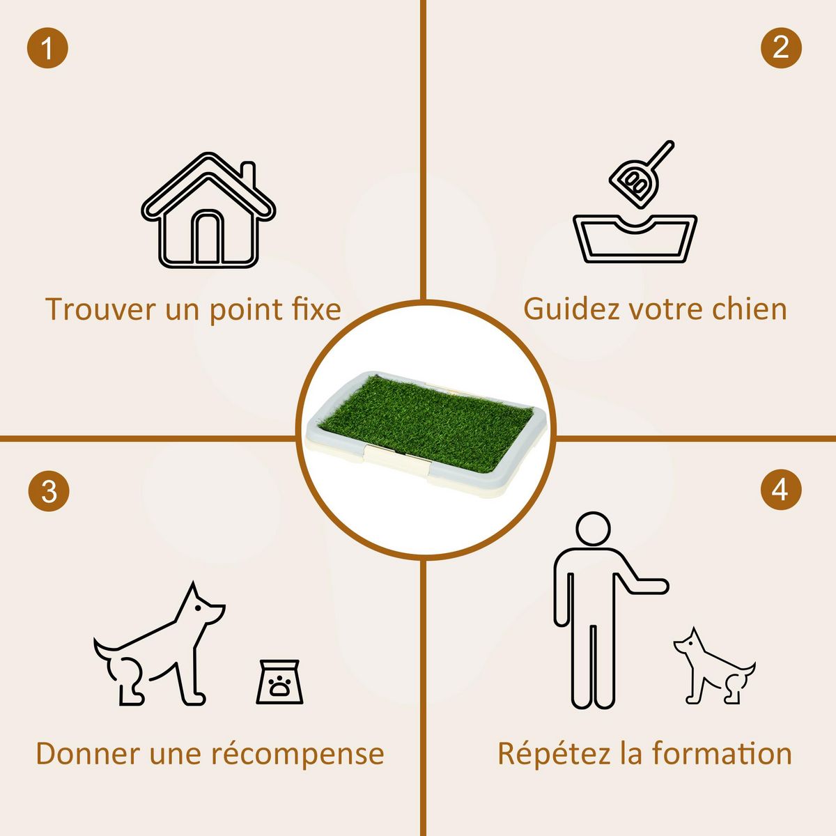 PAWHUT Litière gazon synthétique chien toilette portable à pelouse tiroir à déjection crème bleu gris