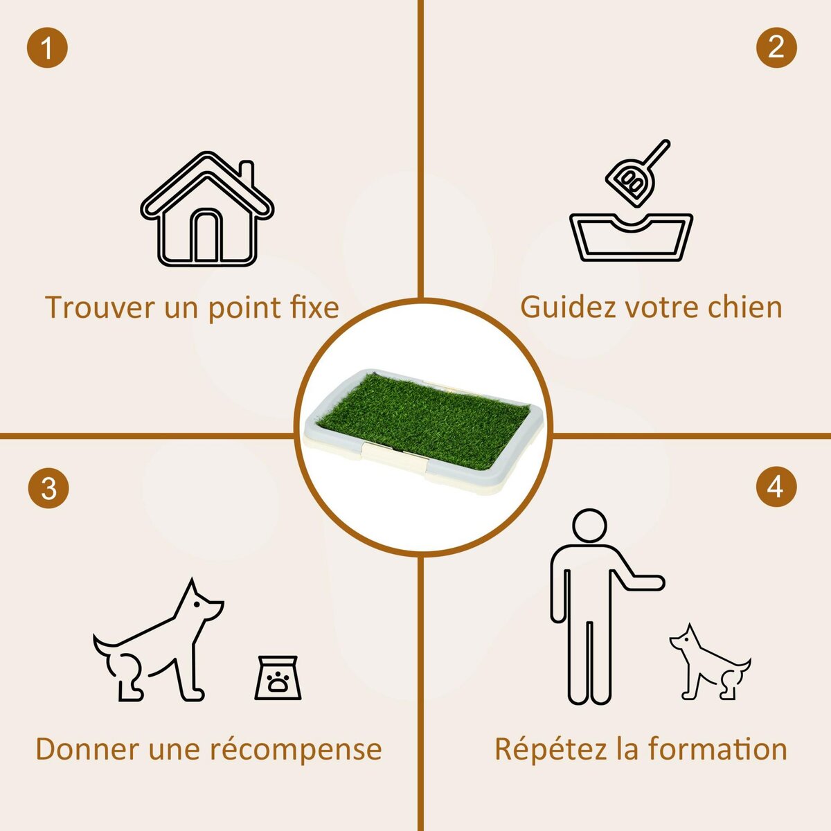 PAWHUT Litière gazon synthétique chien toilette portable à pelouse tiroir à déjection crème bleu gris