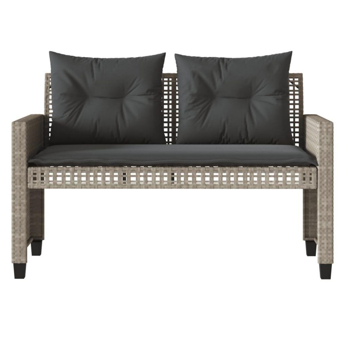 VIDAXL Salon de jardin avec coussins 4 pcs gris clair poly rotin verre